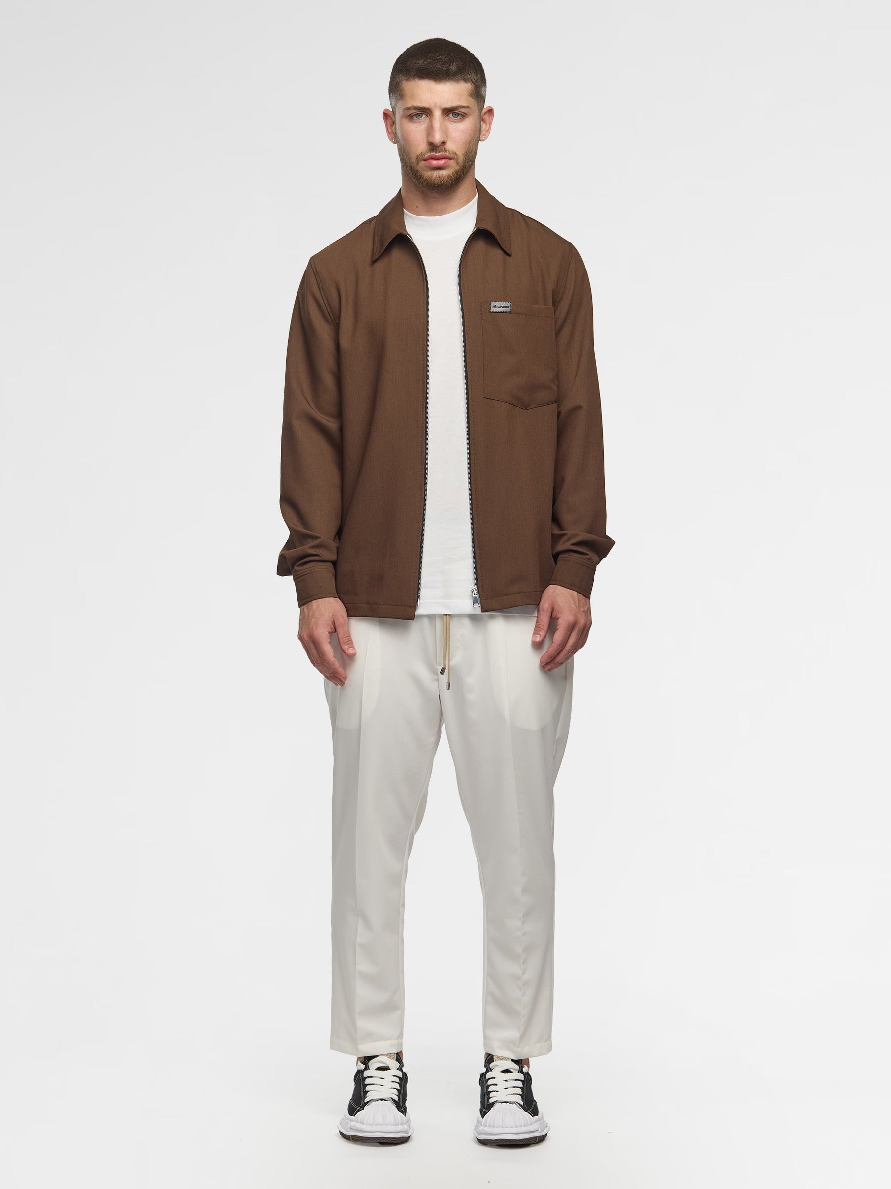Prêt A Porter Zipper Jacket with Pocket Brown