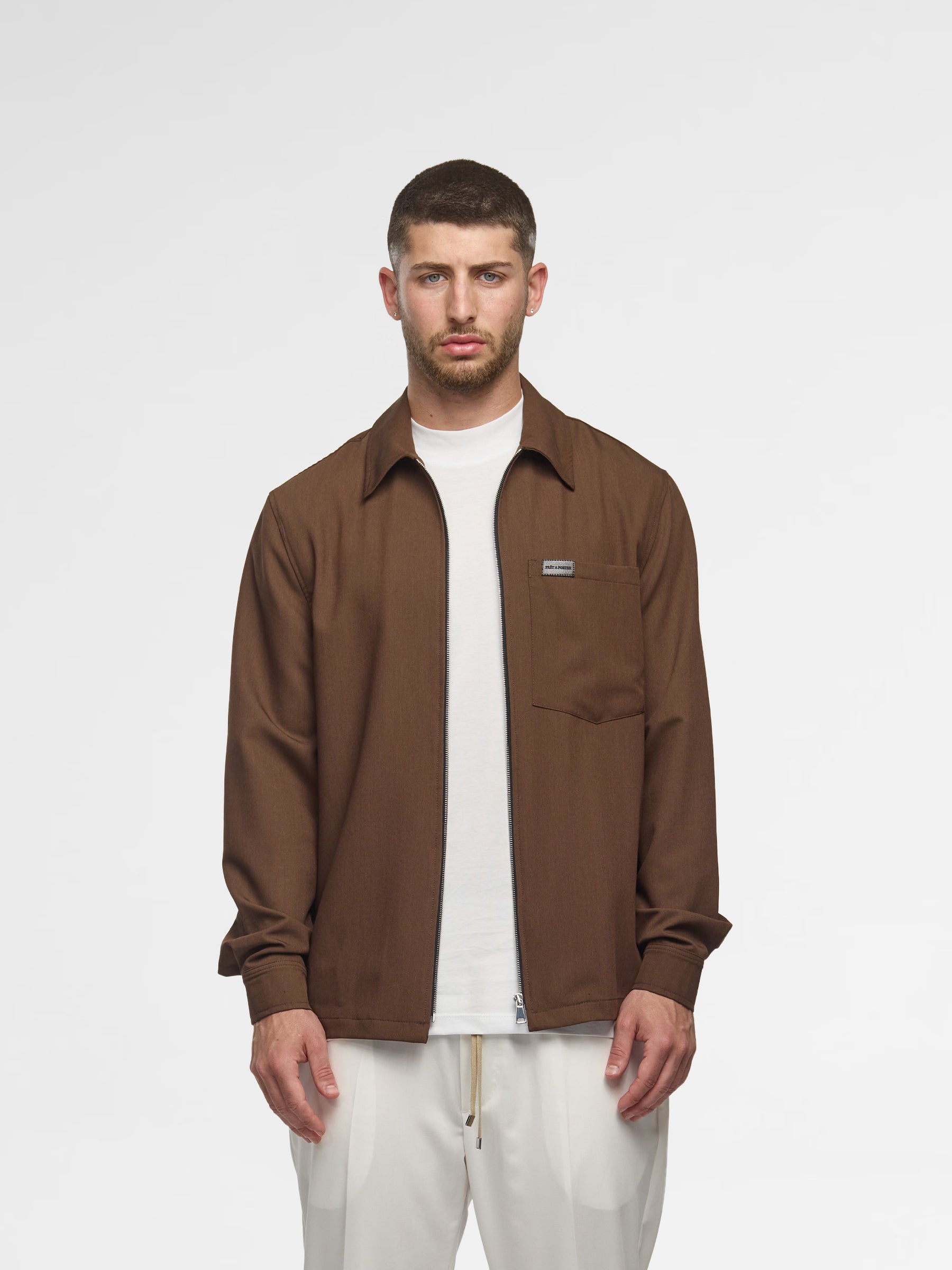 Prêt A Porter Zipper Jacket with Pocket Brown