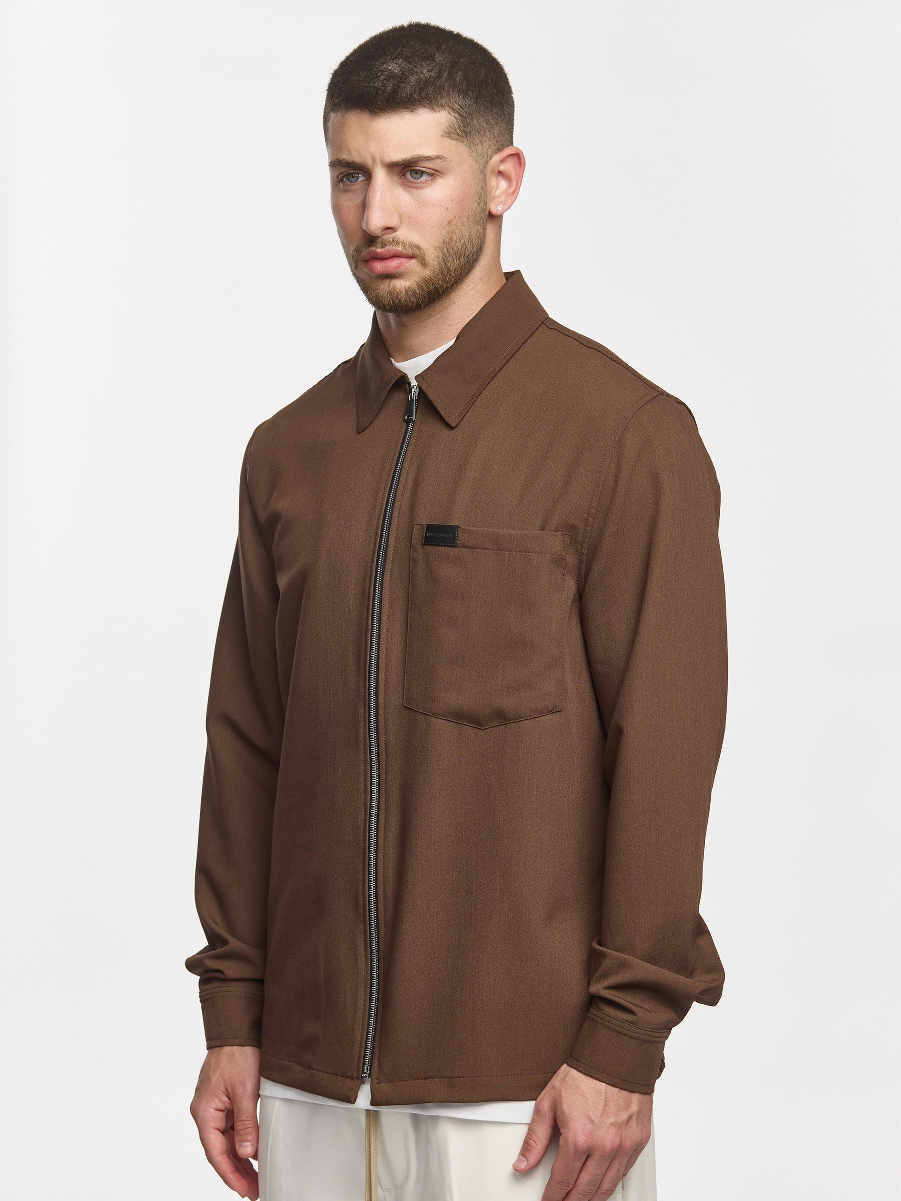 Prêt A Porter Zipper Jacket with Pocket Brown