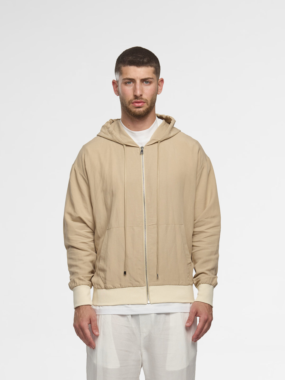 Prêt A Porter Linen Zipper Hoodie Beige