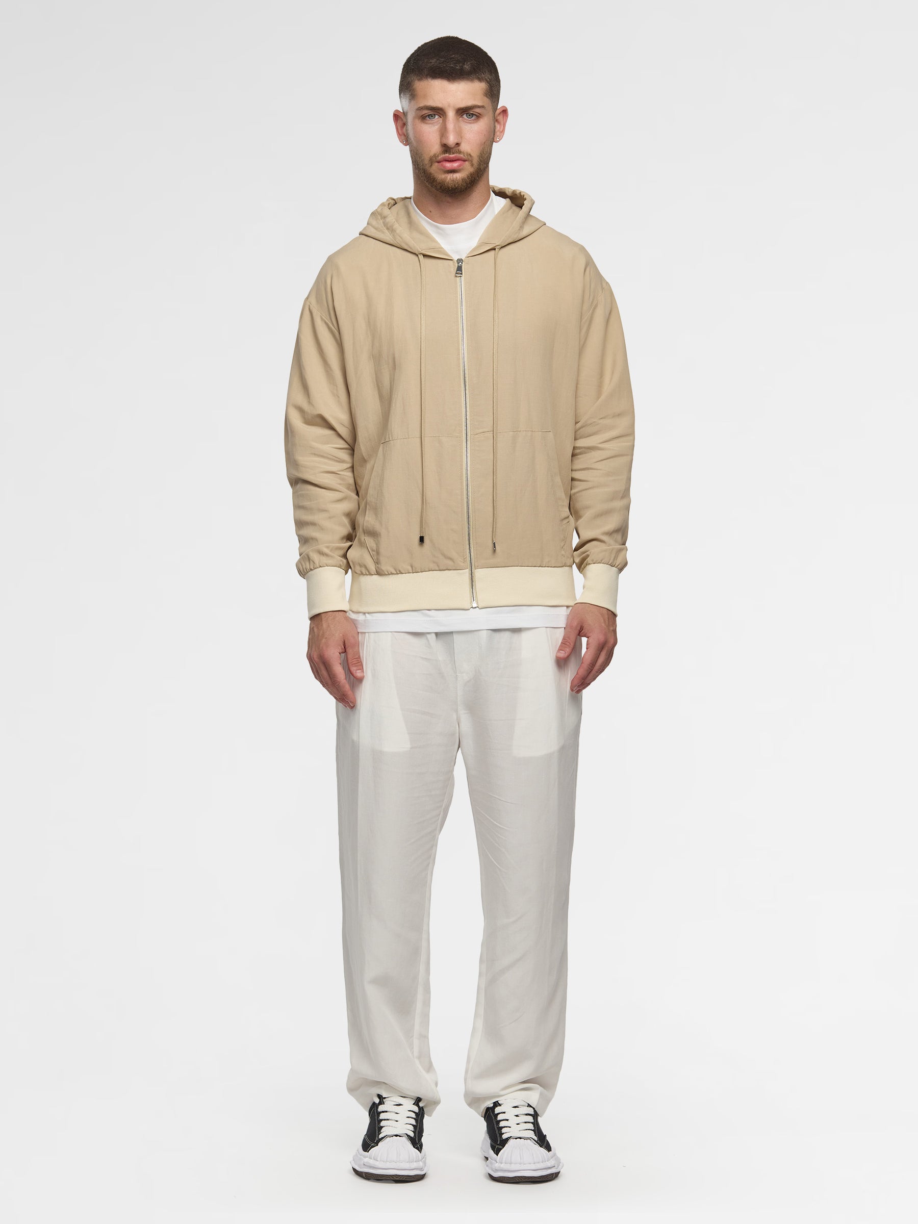 Prêt A Porter Linen Zipper Hoodie Beige