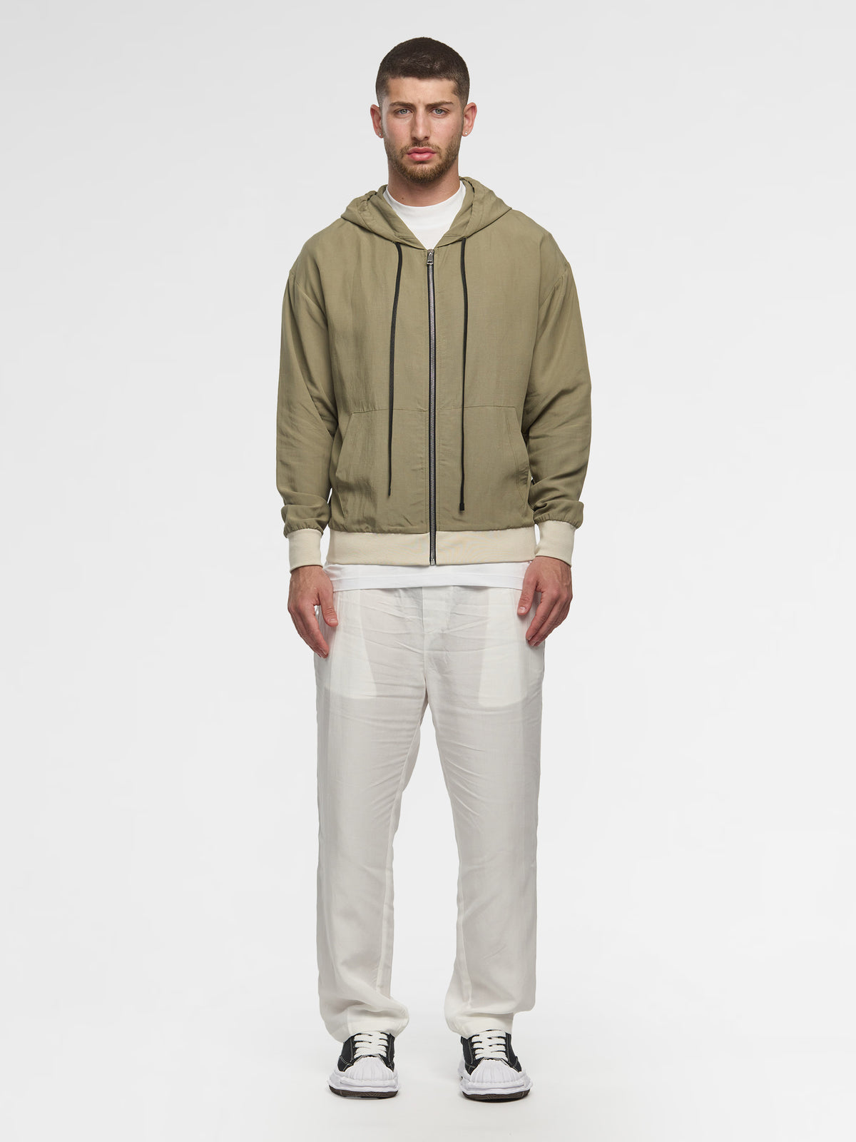 Prêt A Porter Linen Zipper Hoodie Green