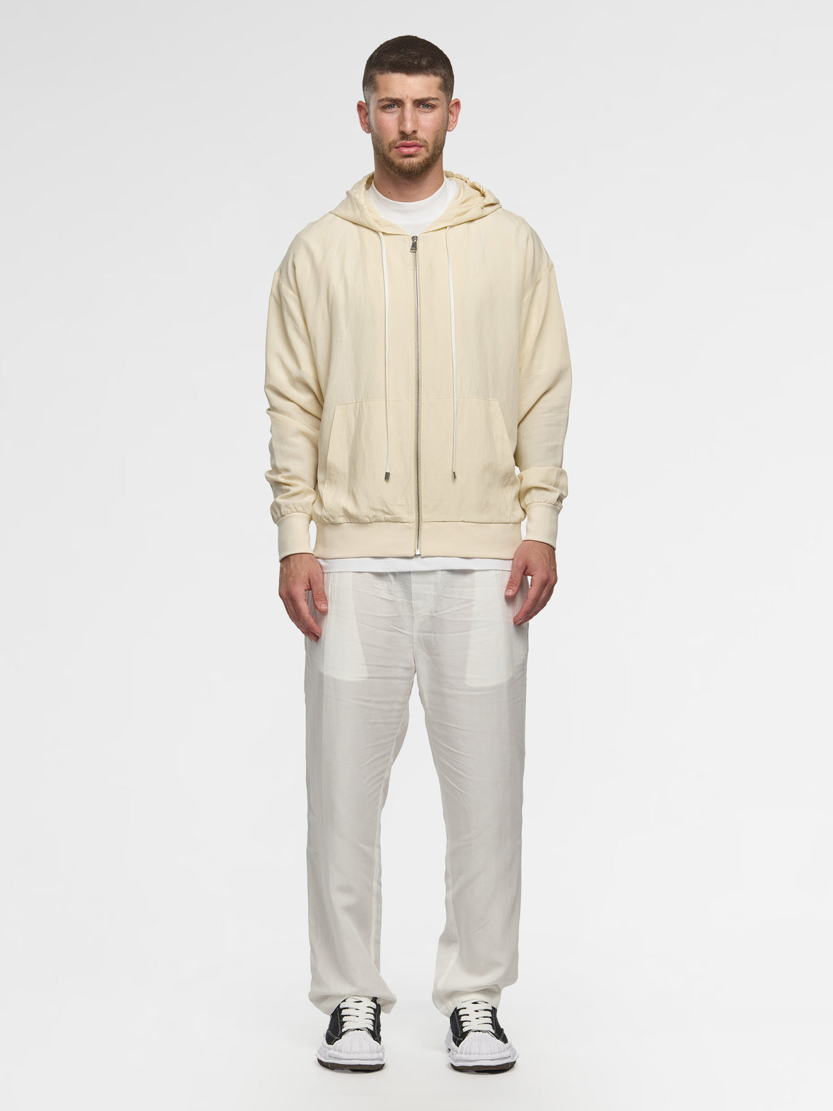 Prêt A Porter Linen Zipper Hoodie Cream