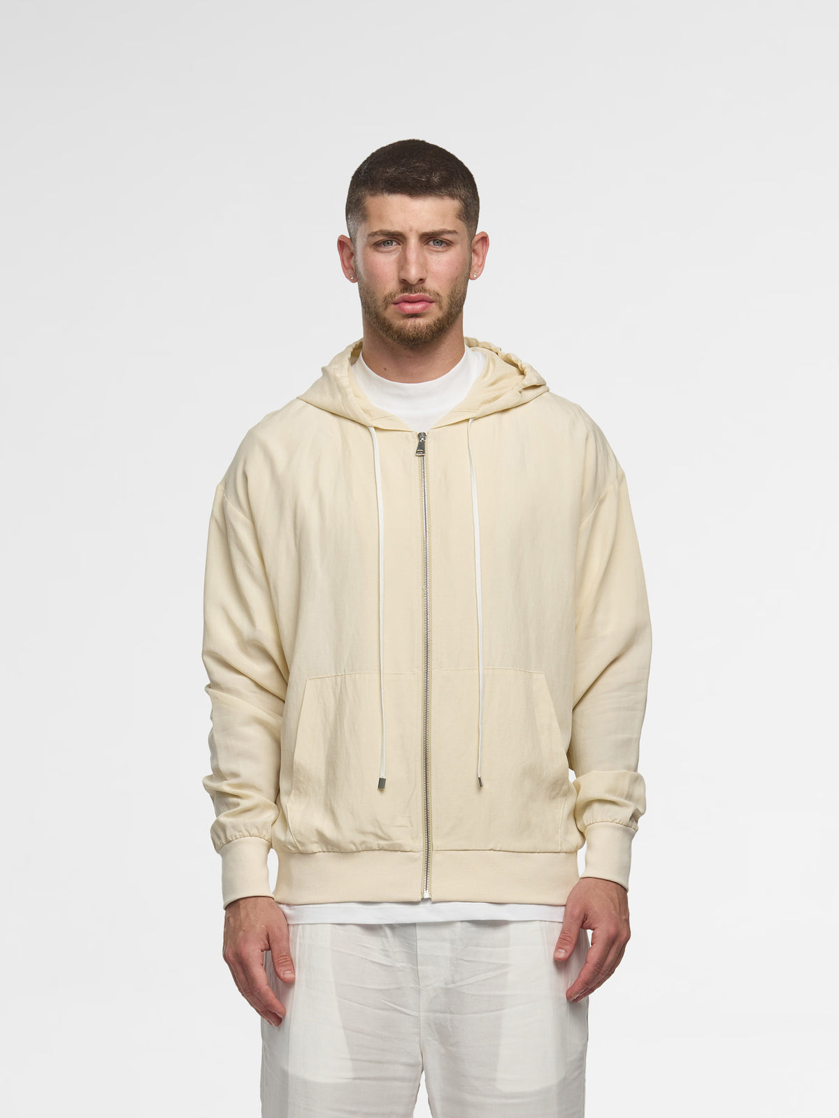 Prêt A Porter Linen Zipper Hoodie Cream