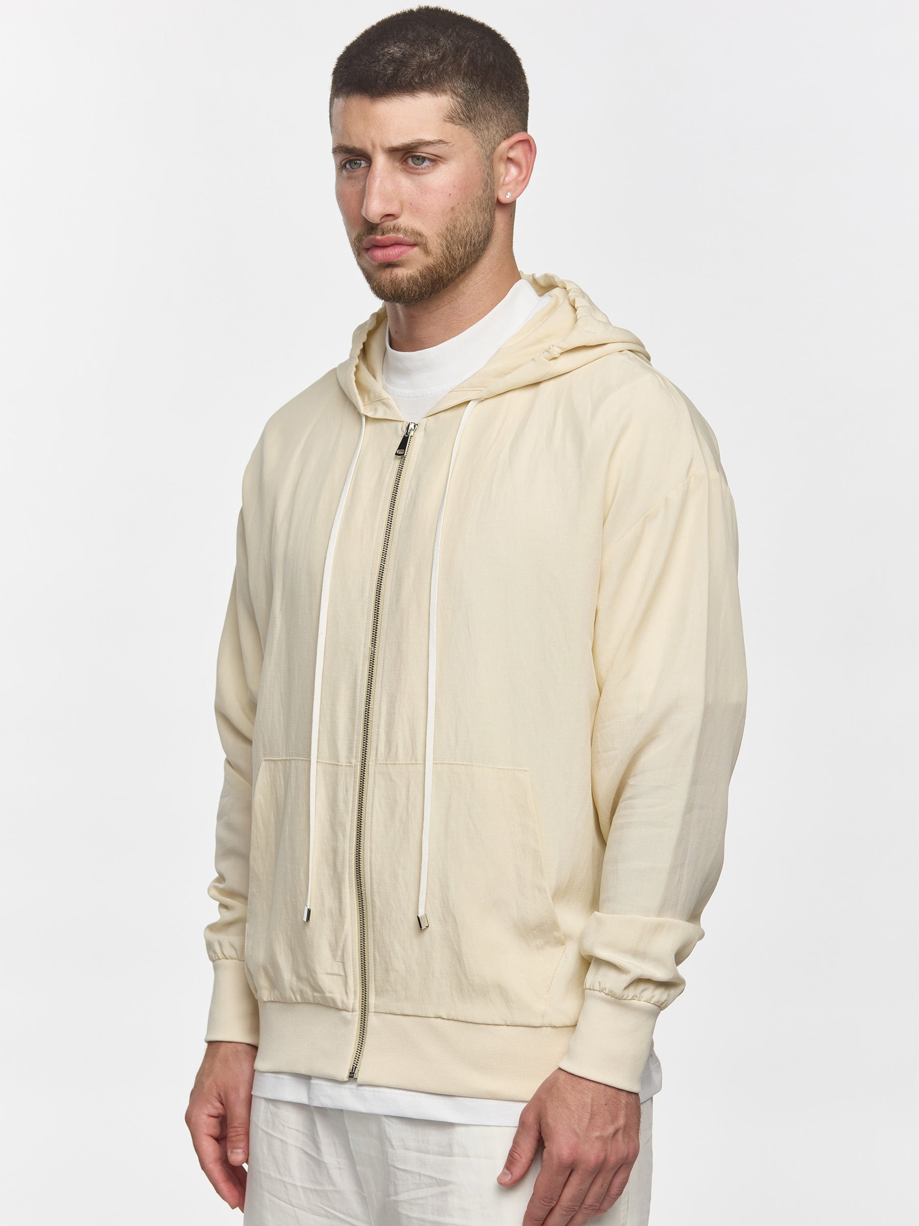 Prêt A Porter Linen Zipper Hoodie Cream