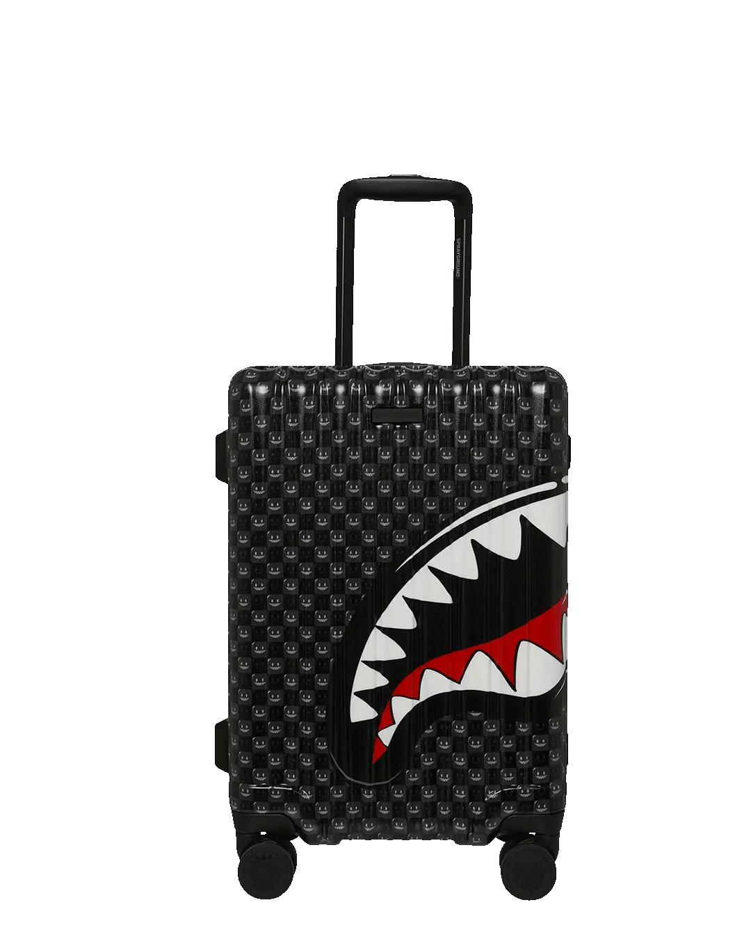 SPRAYGROUND SHARKS IN PARIS WTF BUBBLY BLACK CHECK CARRY-ON LUGGAGE