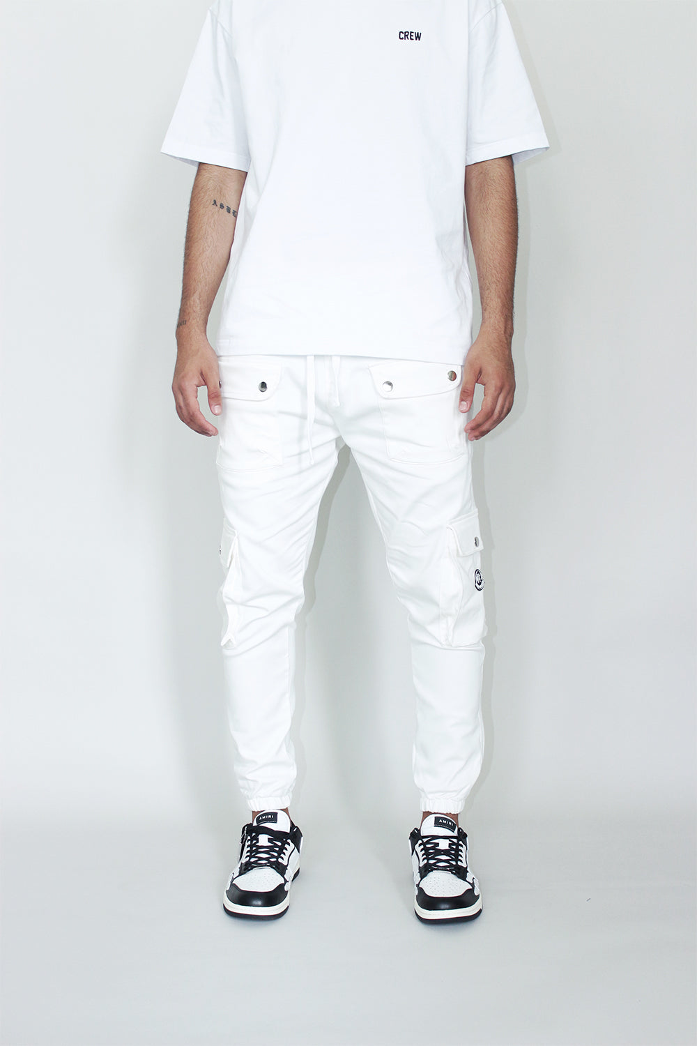 CREW Milano ROBERTO White Cream Cotton Cargo Pants