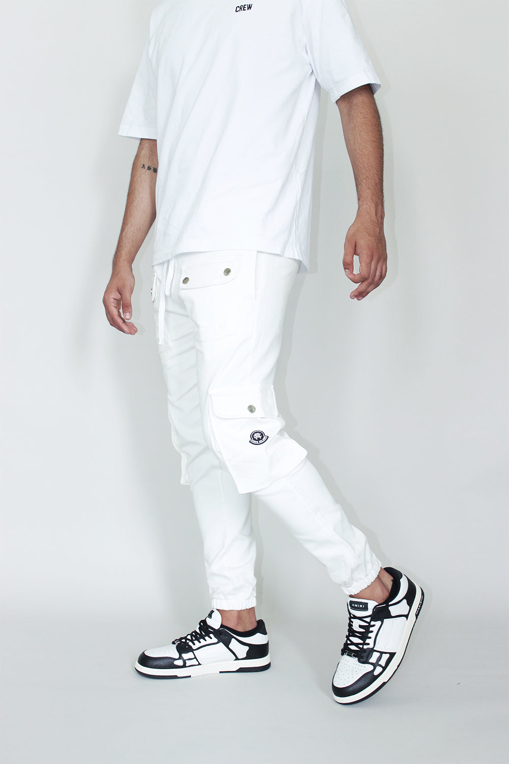 CREW Milano ROBERTO White Cream Cotton Cargo Pants