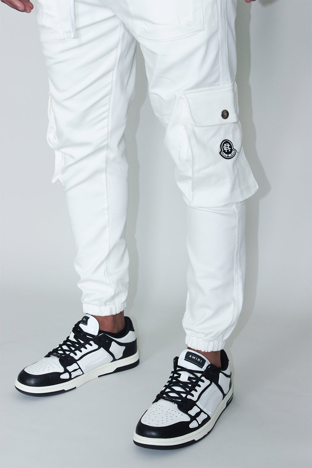 CREW Milano ROBERTO White Cream Cotton Cargo Pants