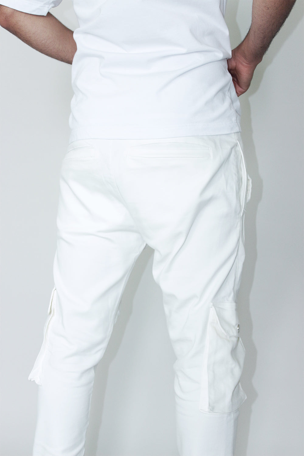 CREW Milano ROBERTO White Cream Cotton Cargo Pants