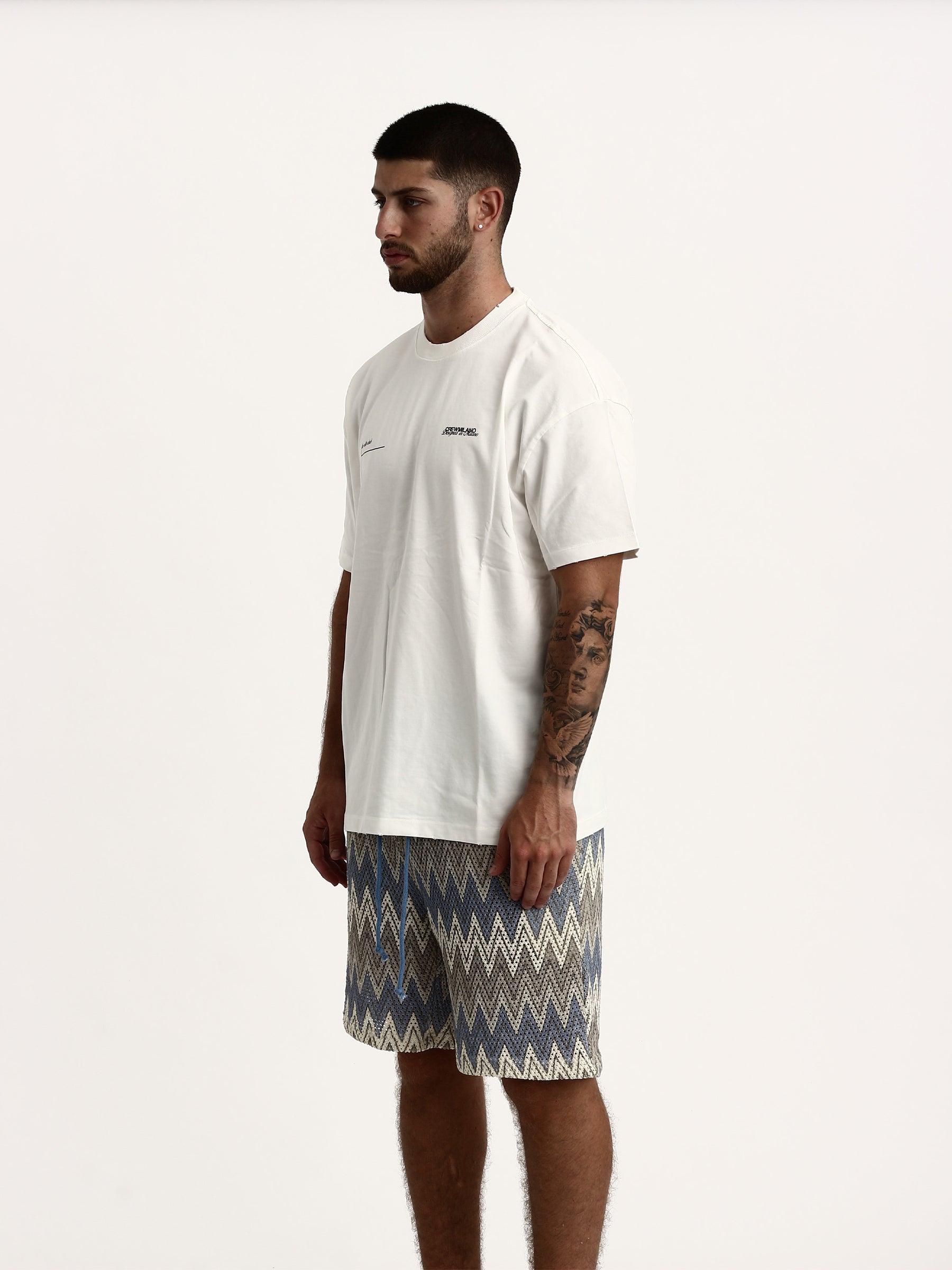 CREW Milano Oversize Vac T-Shirt Logo Print - White