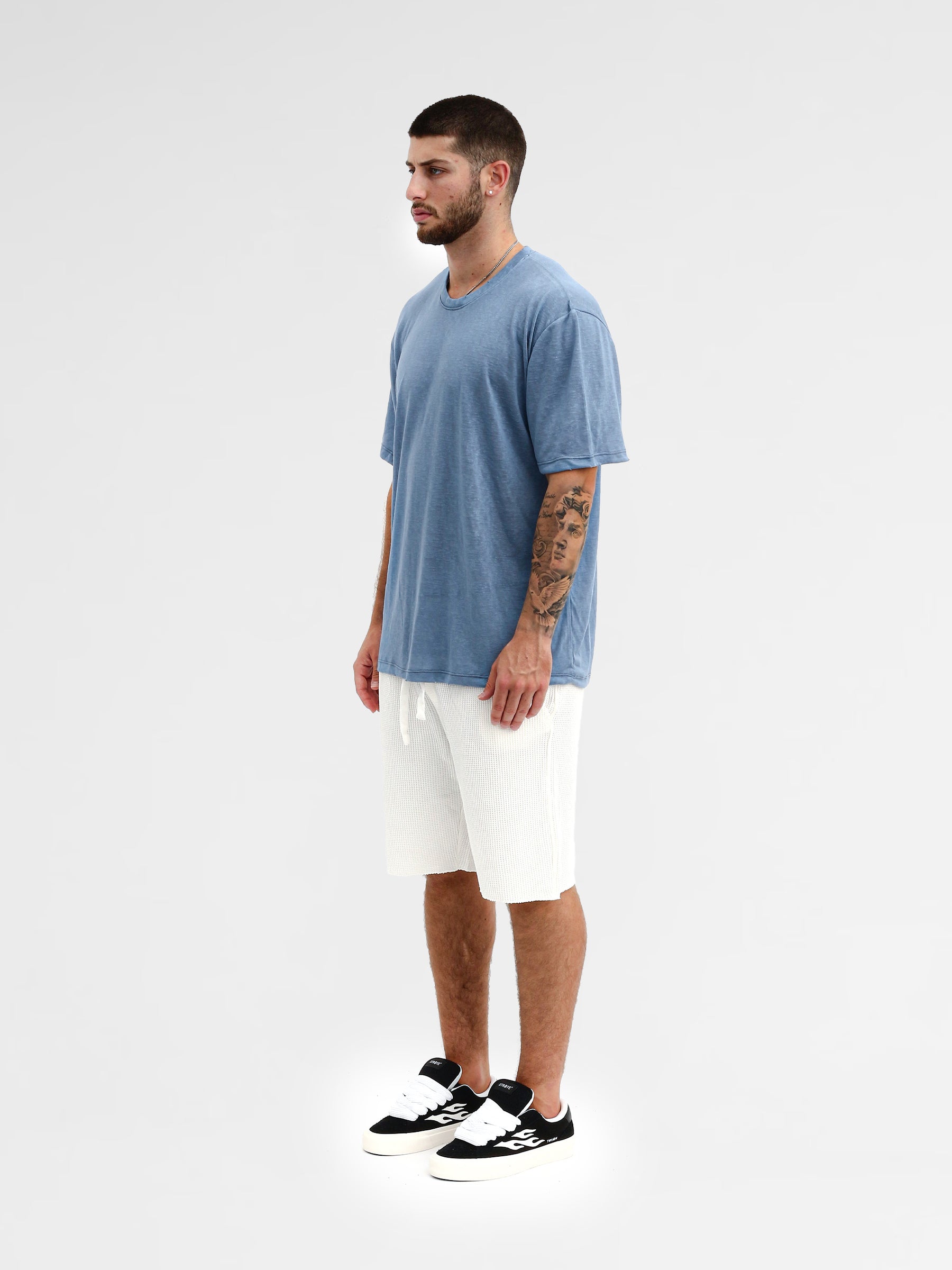 CREW Milano Linen T-Shirt Blue Ocean
