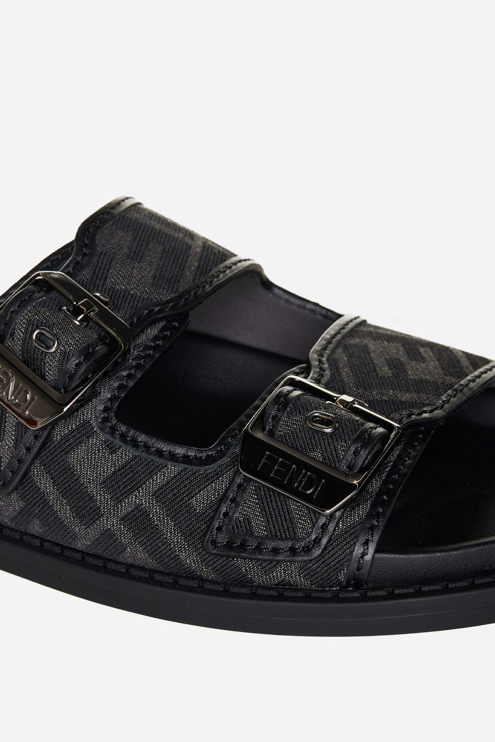 Fendi Feel FF canvas and leather sandals