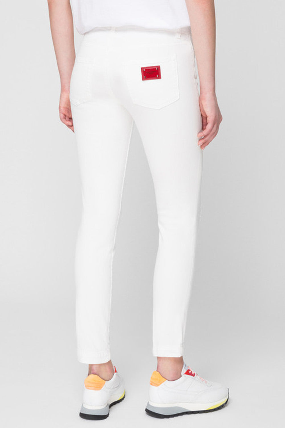 Dolce & Gabbana high-waist distressed white skinny jeans