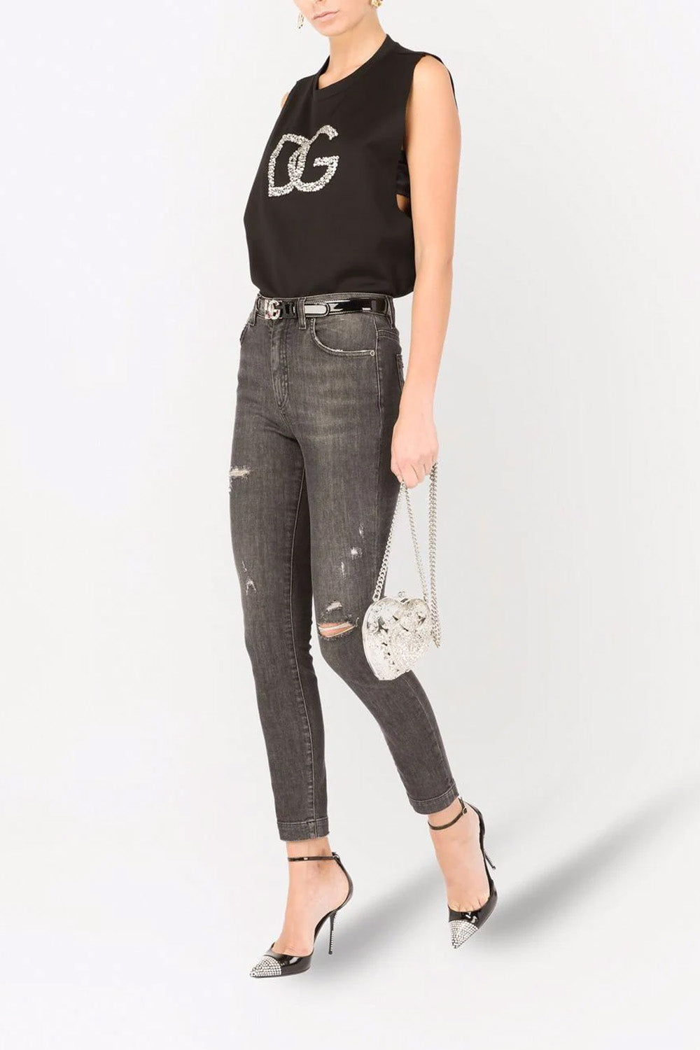 Dolce & Gabbana high-waist distressed skinny jeans
