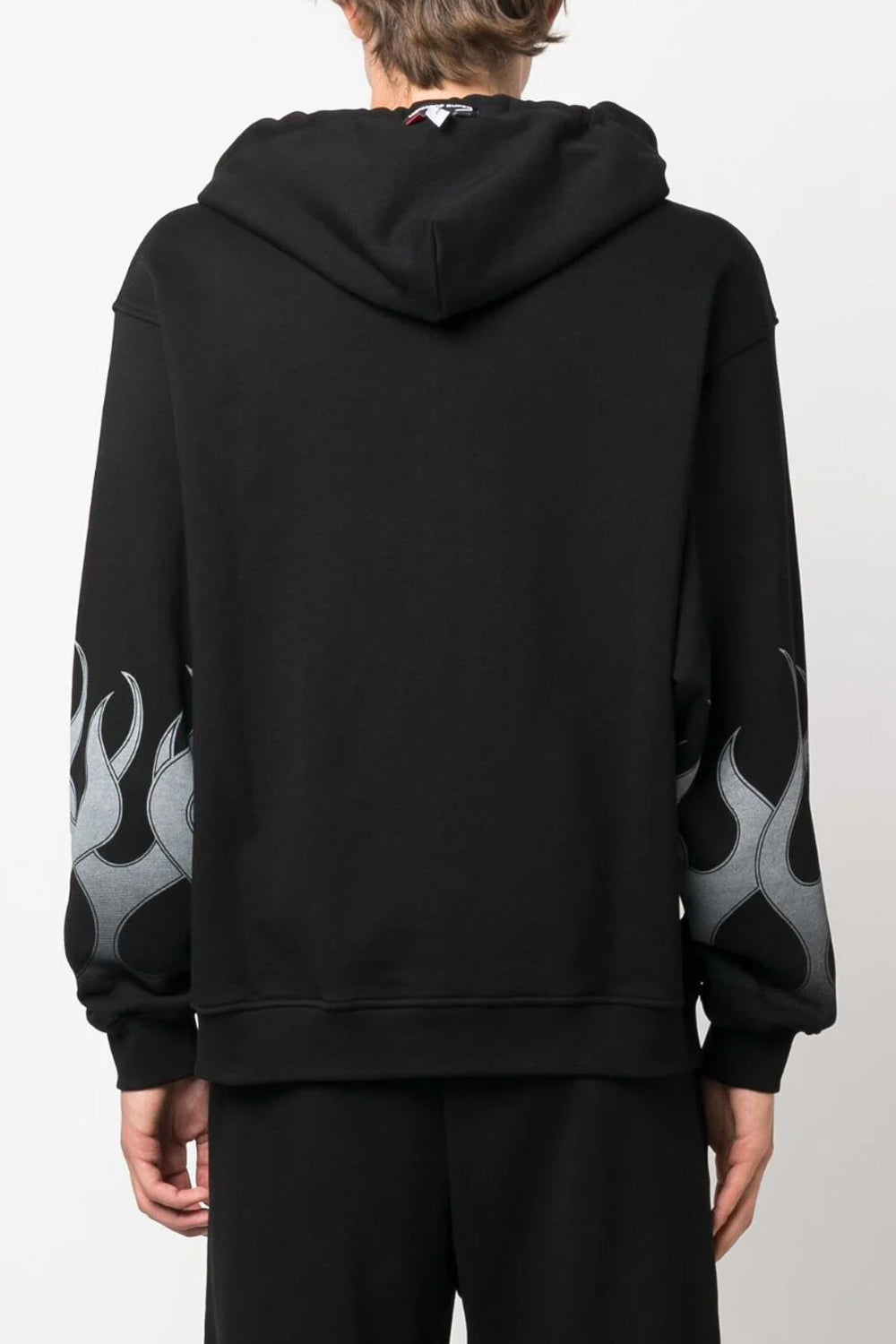 VISION OF SUPER BLACK ZIP HOODIE WITH GREY FLAMES