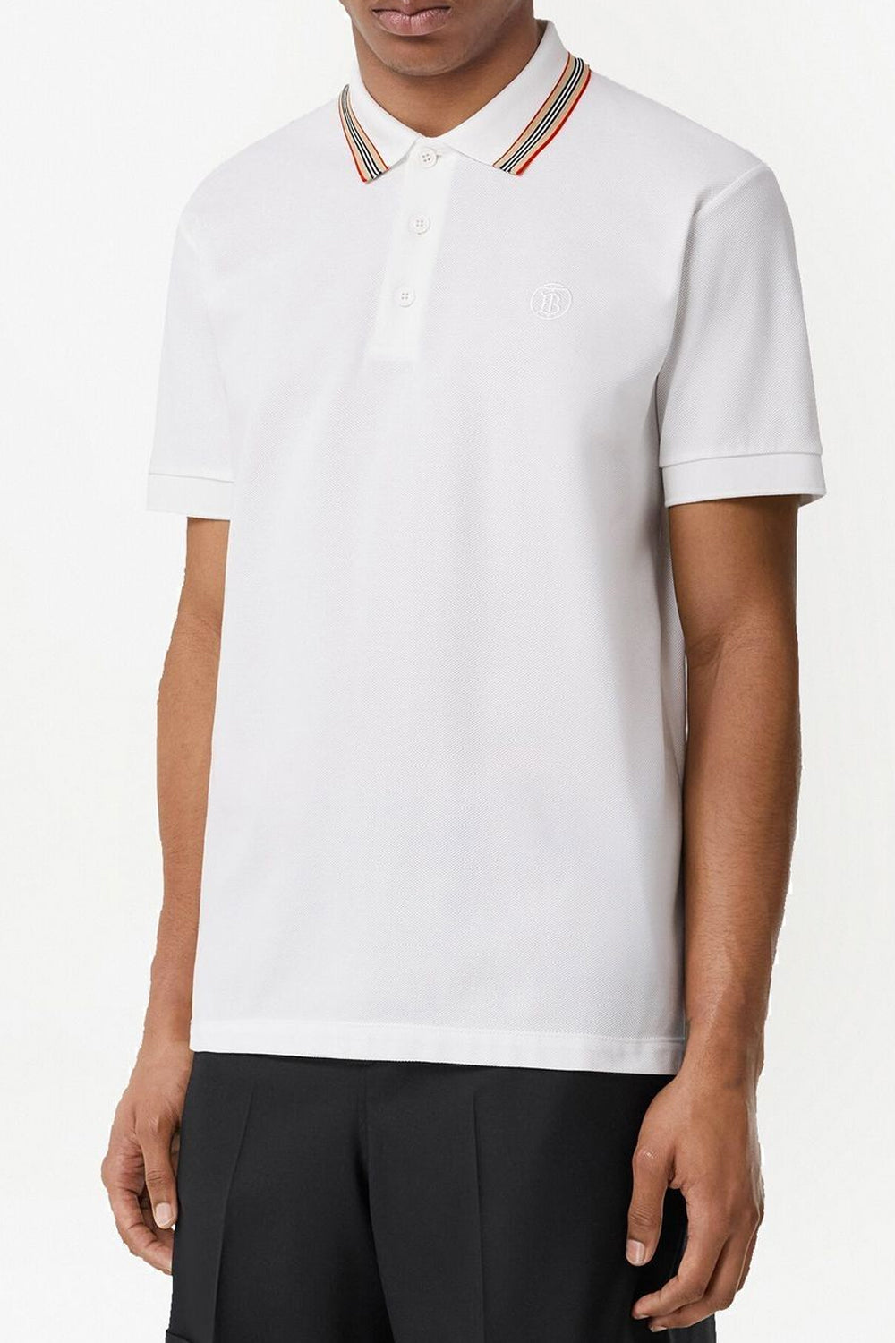 Burberry Icon Stripe cotton polo shirt white