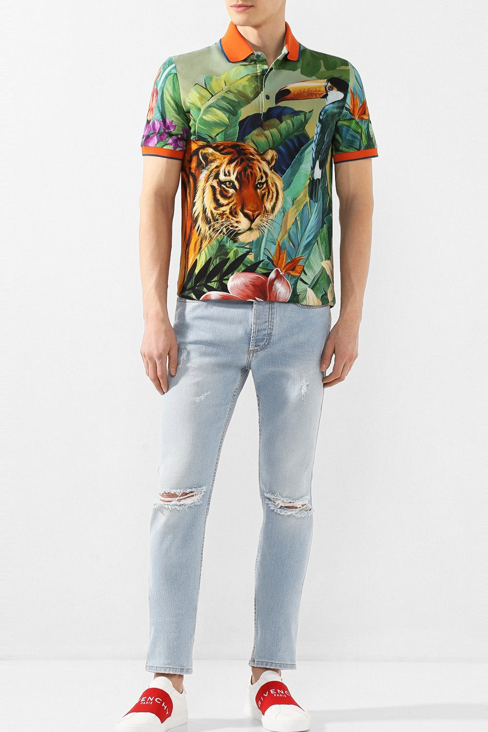 Dolce & Gabbana Print Short Sleeved Polo Shirt