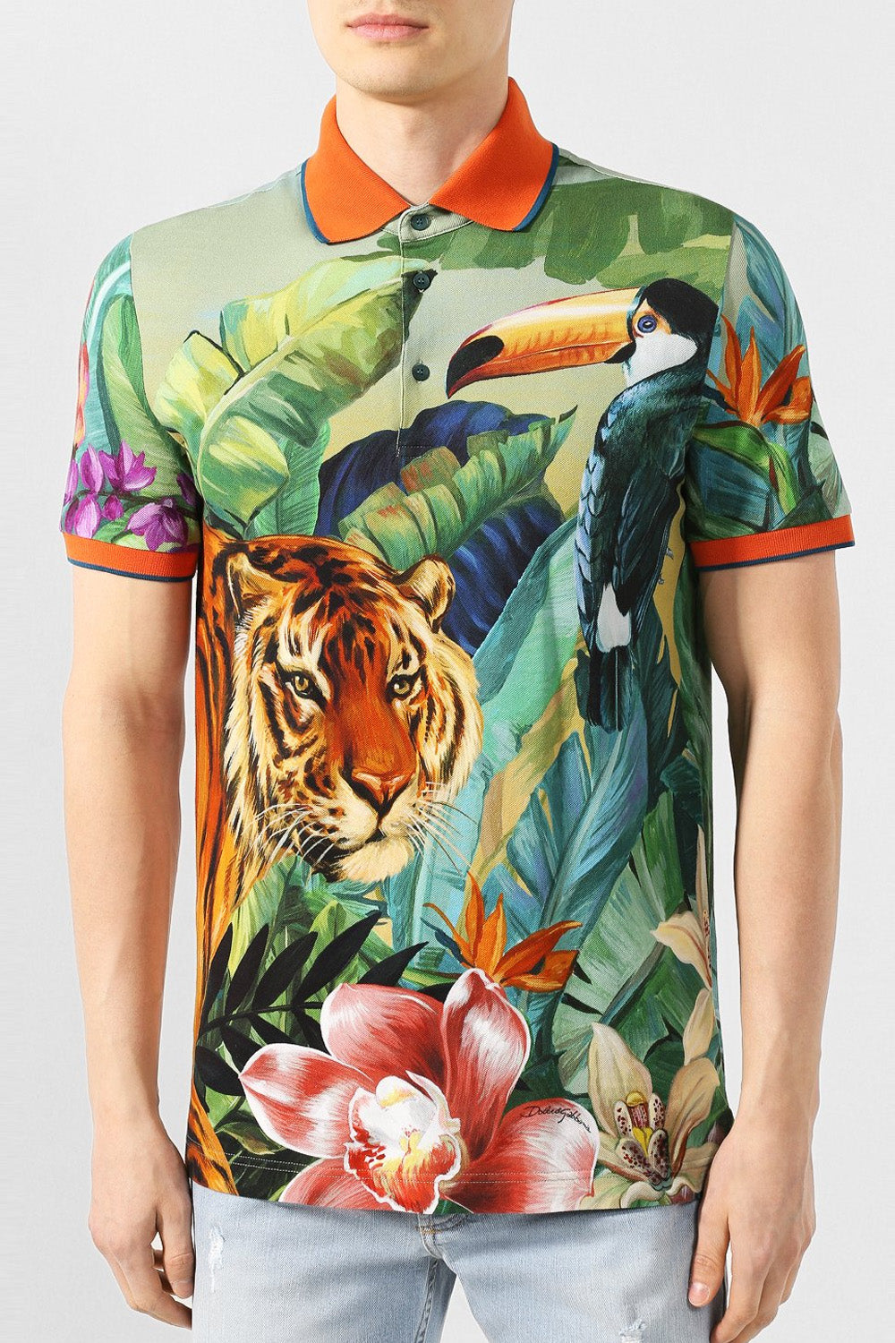 Dolce & Gabbana Print Short Sleeved Polo Shirt
