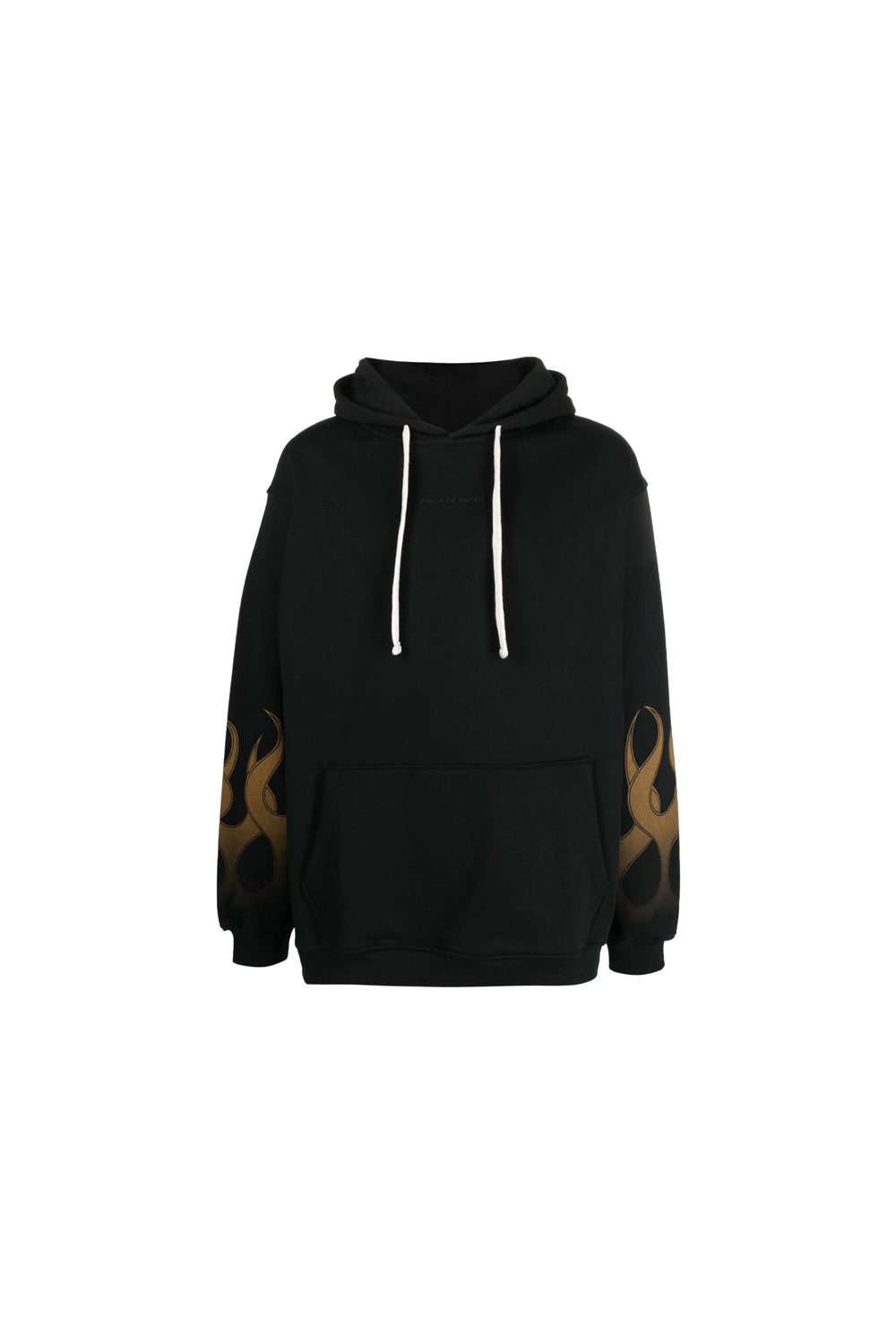 VISION OF SUPER BLACK HOODIE WITH ORANGE FLAMES