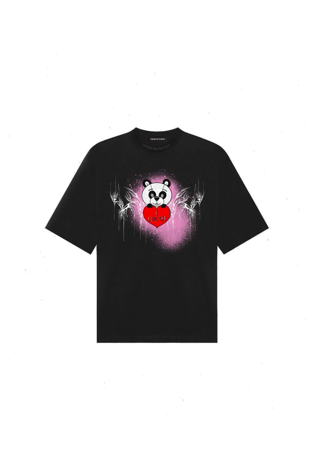 VISION OF SUPER BLACK TSHIRT WITH LOVE PANDY PRINT