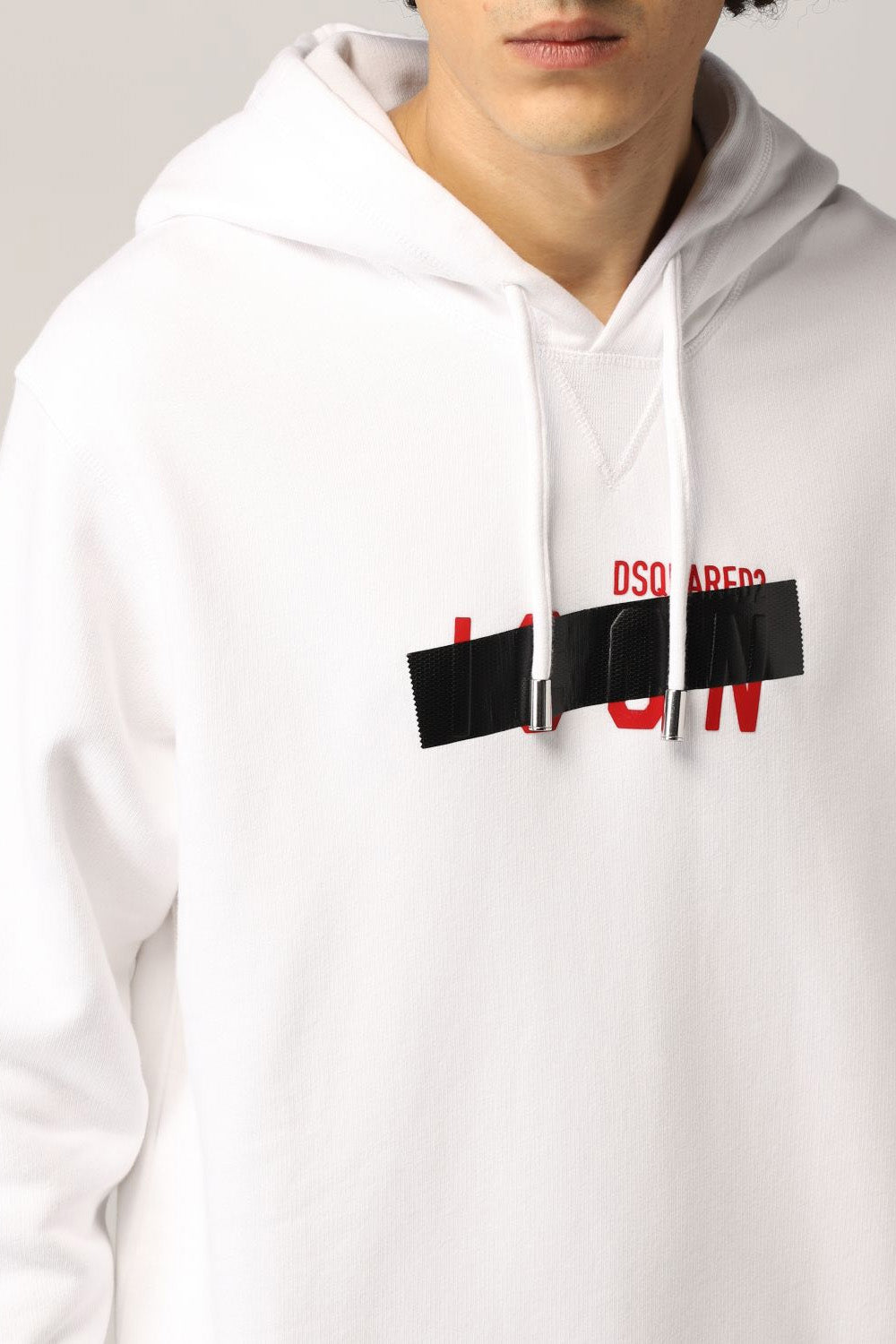 DSQUARED2 Black ICON Tape Logo Print Hoodie