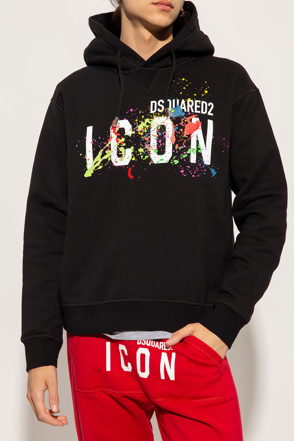 DSQUARED2 Black ICON Logo Print Hoodie