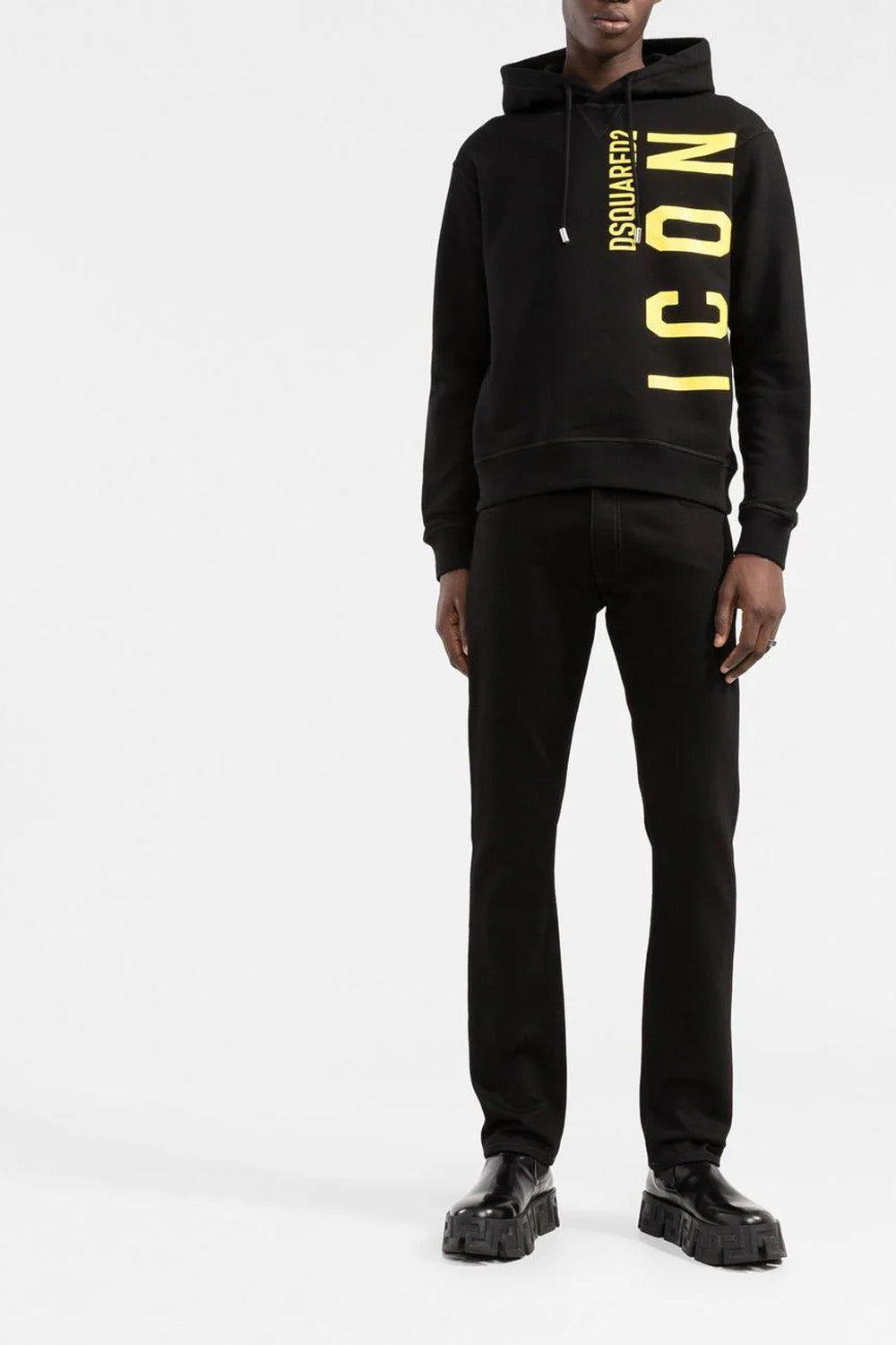 DSQUARED2 Yellow ICON Logo Print Hoodie