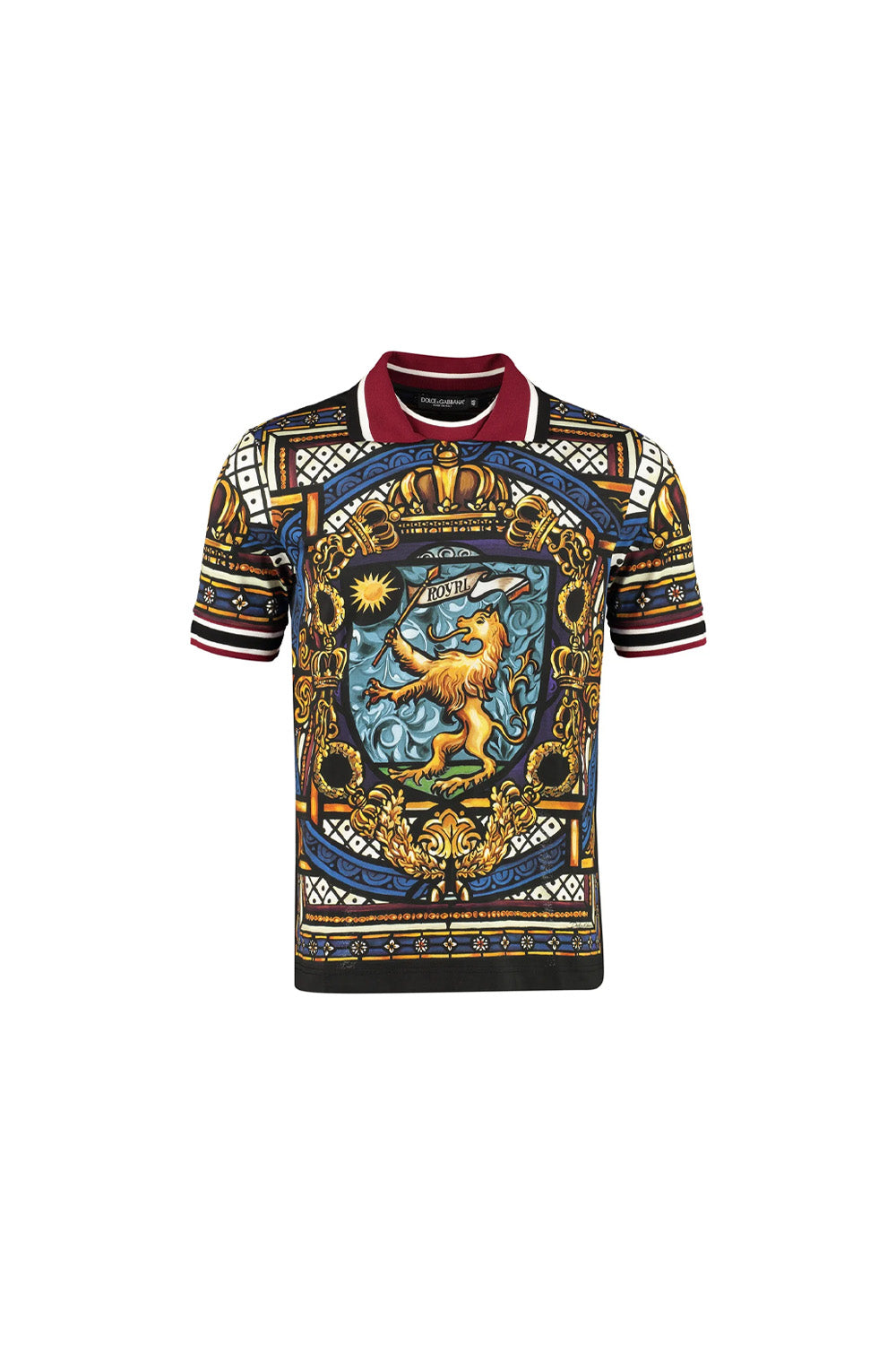 Dolce & Gabbana Lion Print Short Sleeved Polo Shirt