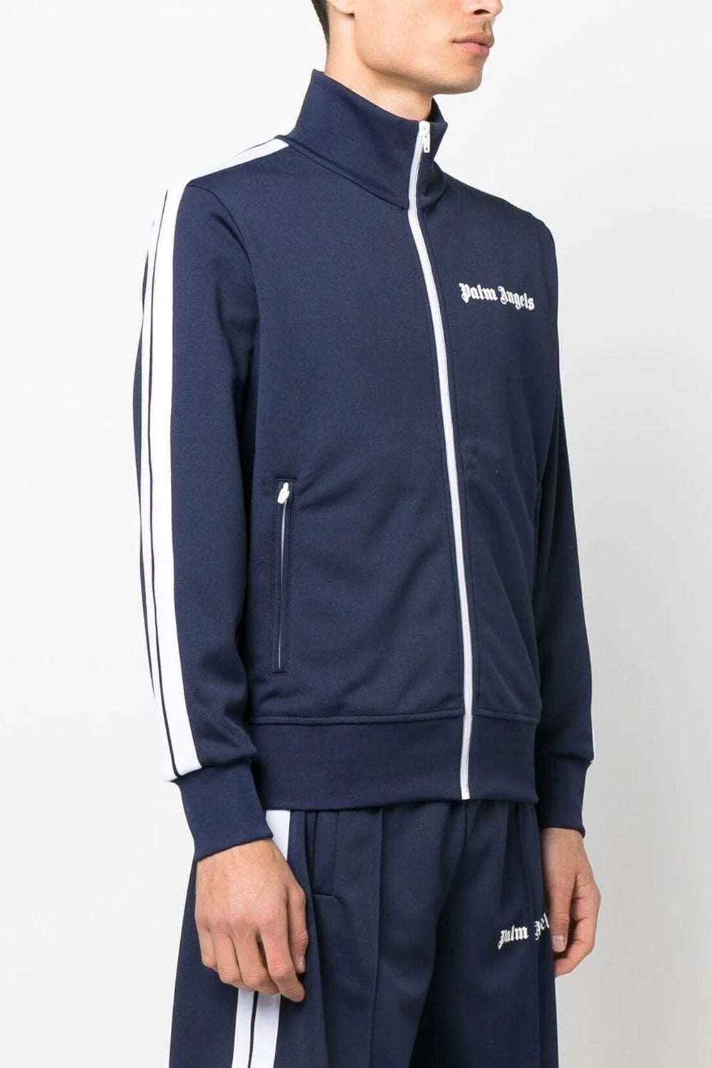 Palm Angels Classic side-stripe zipped jacket blue navy