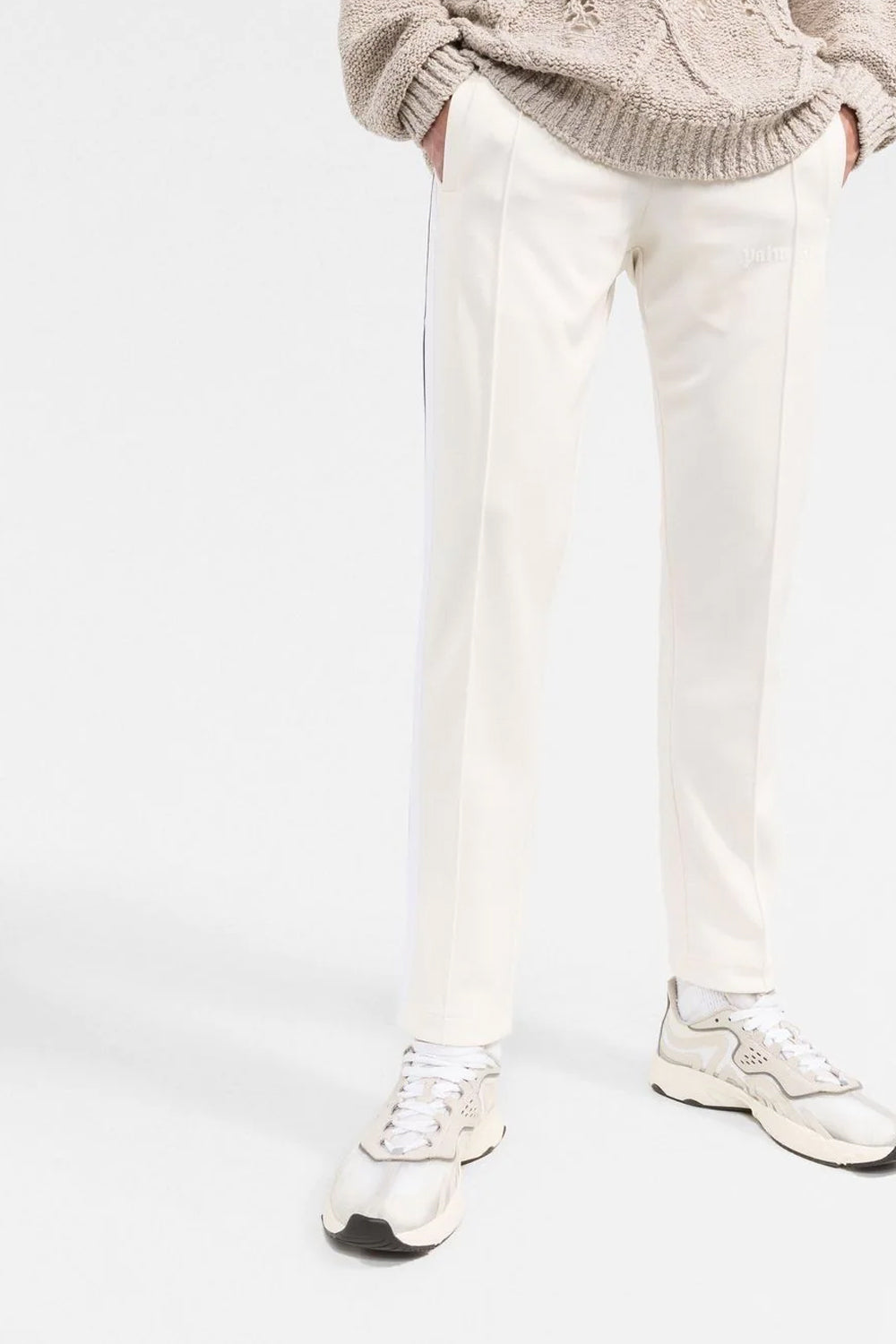 Palm Angels logo-print slim track pants light beige