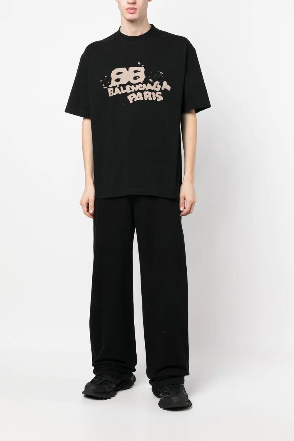 Balenciaga logo-print short-sleeve black T-shirt