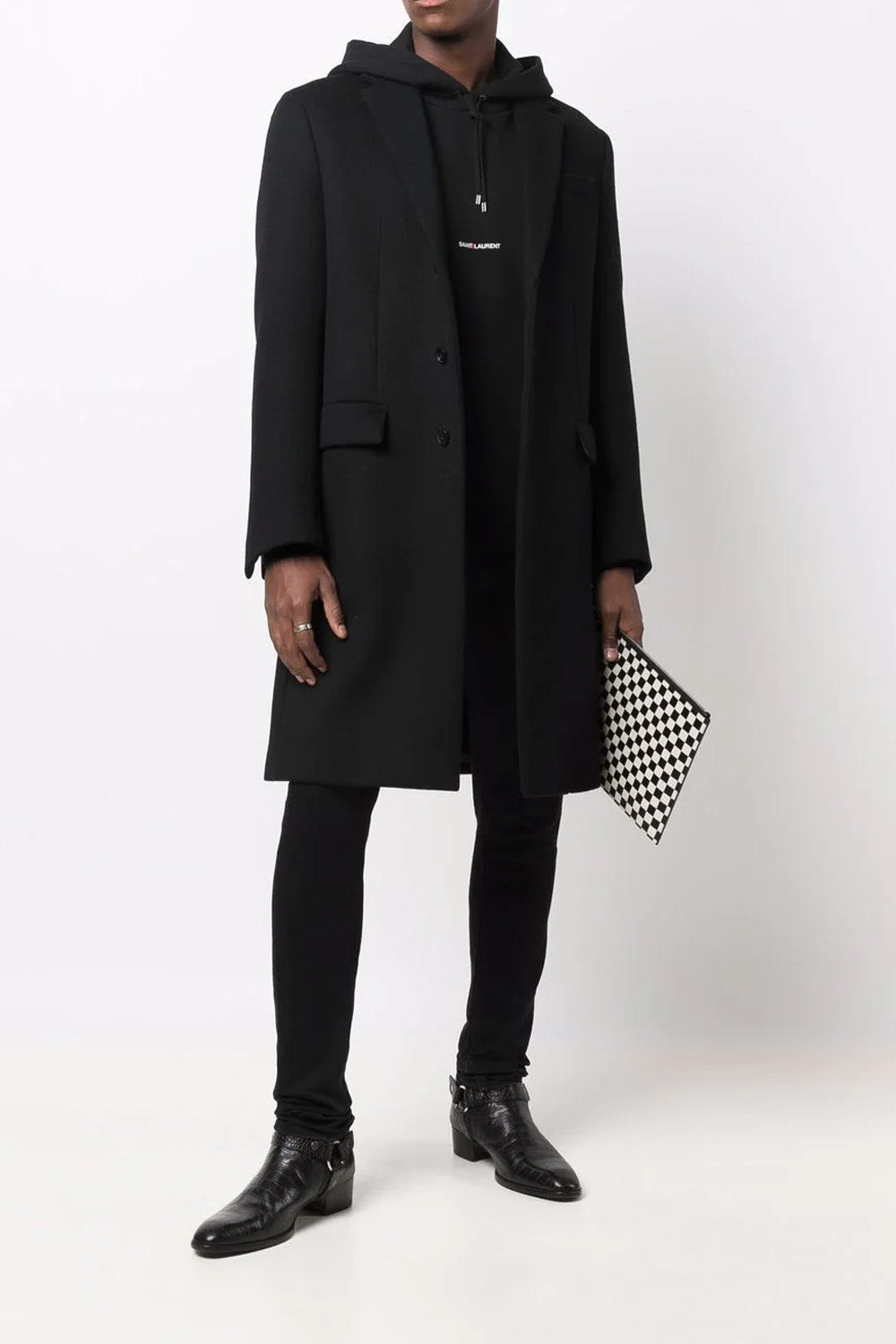 Saint Laurent logo-print hoodie black