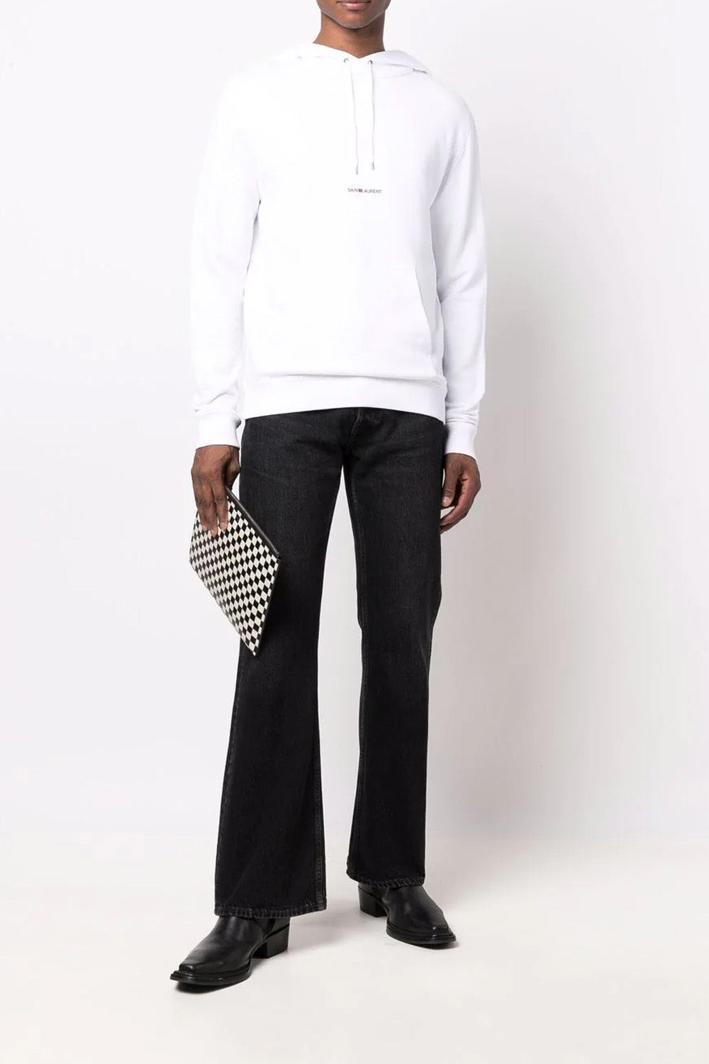 Saint Laurent logo-print hoodie white