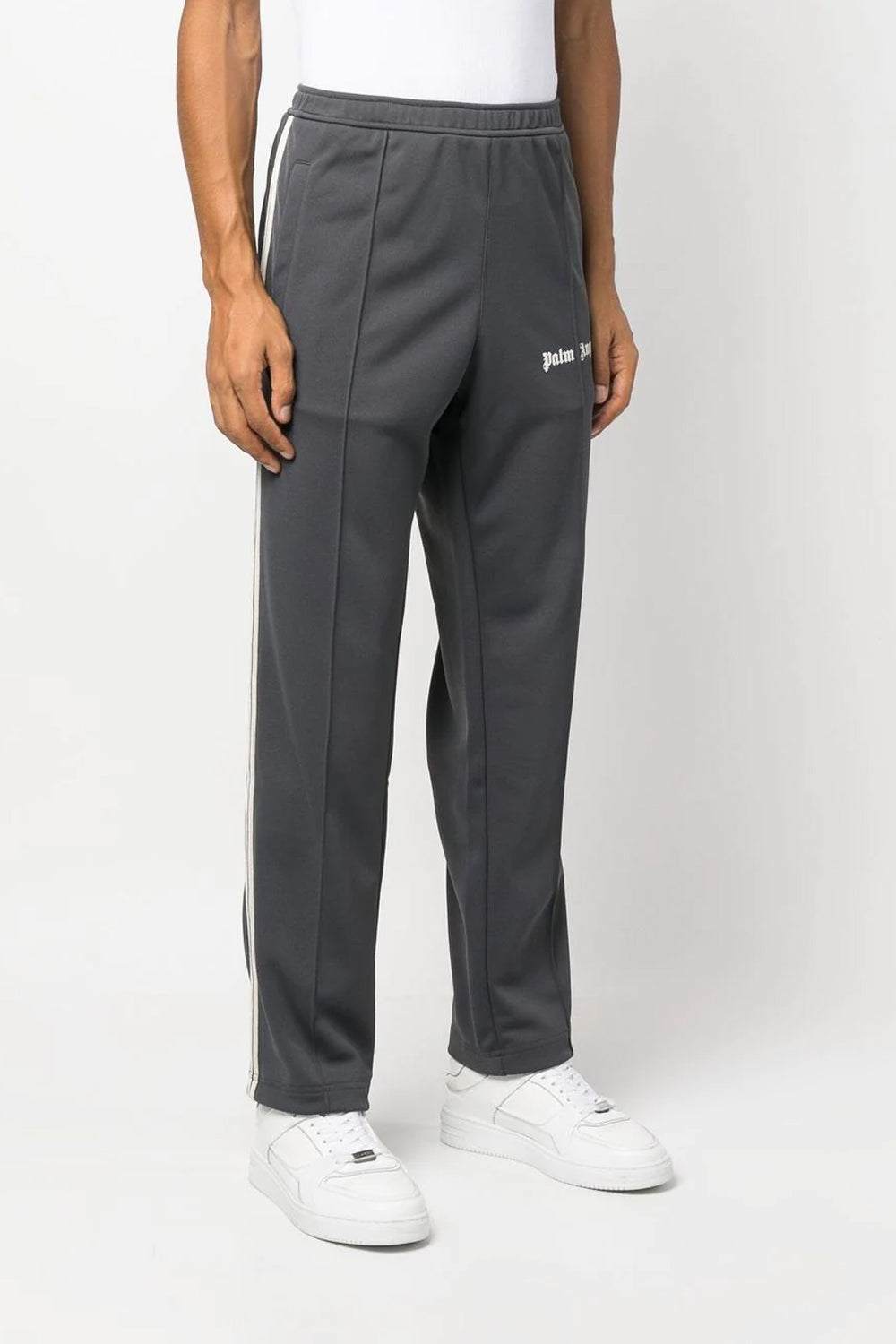 Palm Angels logo-print slim track pants dark grey