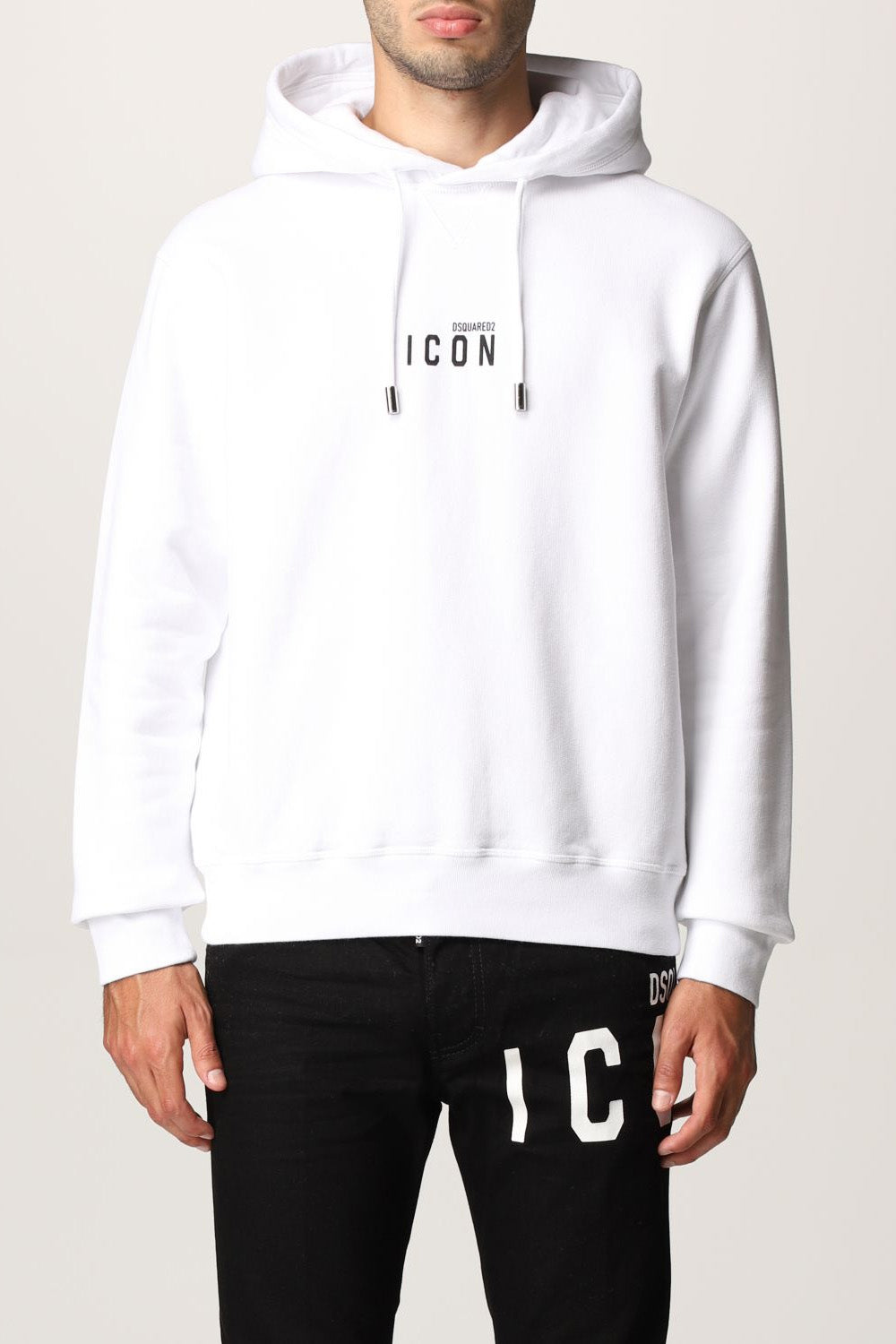DSQUARED2 White ICON Logo Print Hoodie
