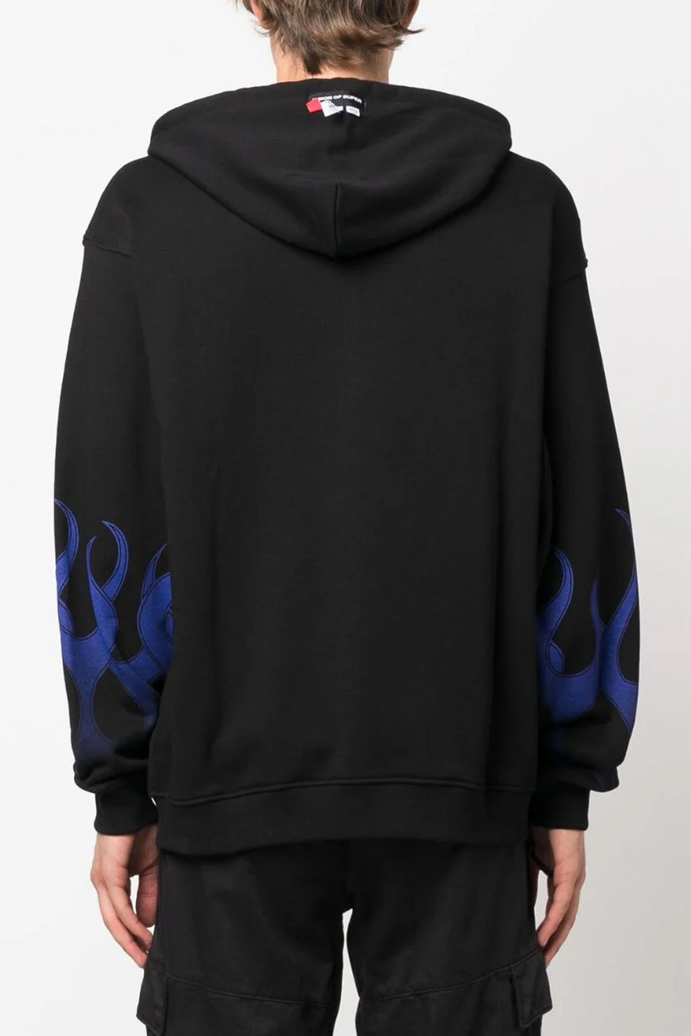 VISION OF SUPER BLACK HOODIE ZIP WITH BLUE FLAMES