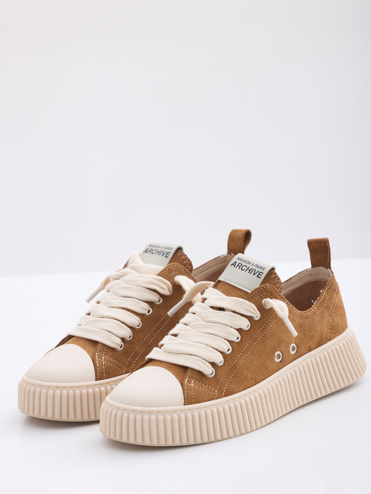 MAISON 9 PARIS Sneakers - Camel Suede Leather