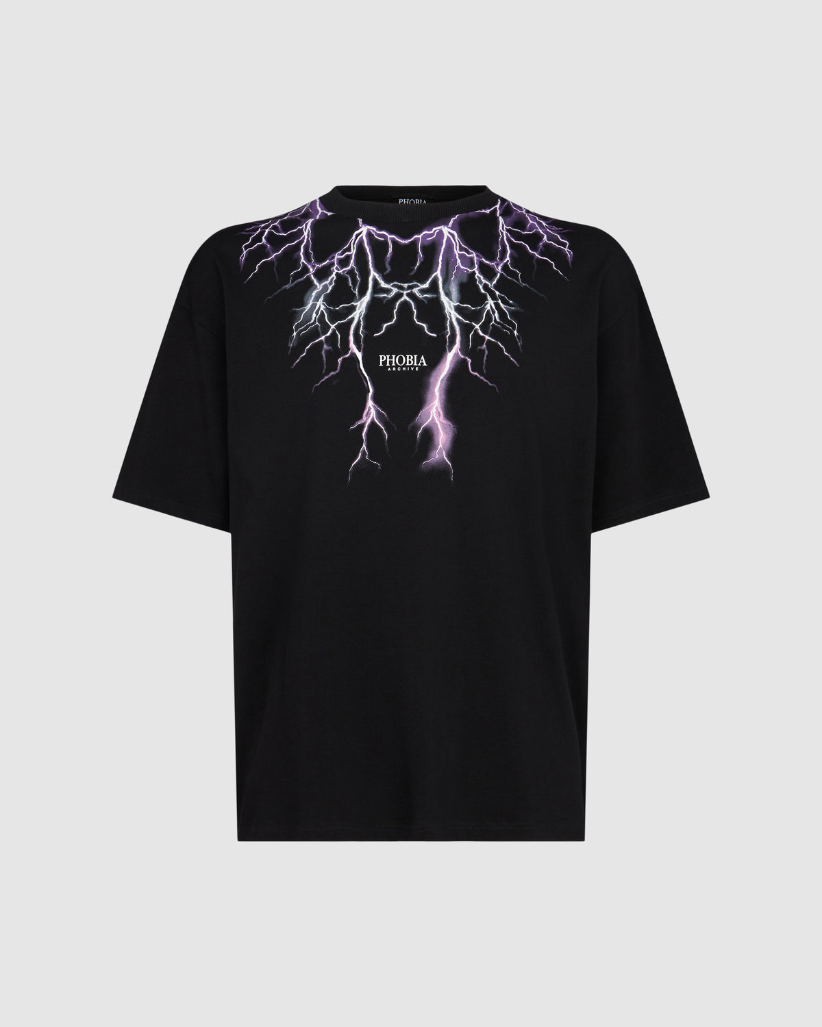 PHOBIA BLACK T-SHIRT WITH PURPLE LIGHTNING