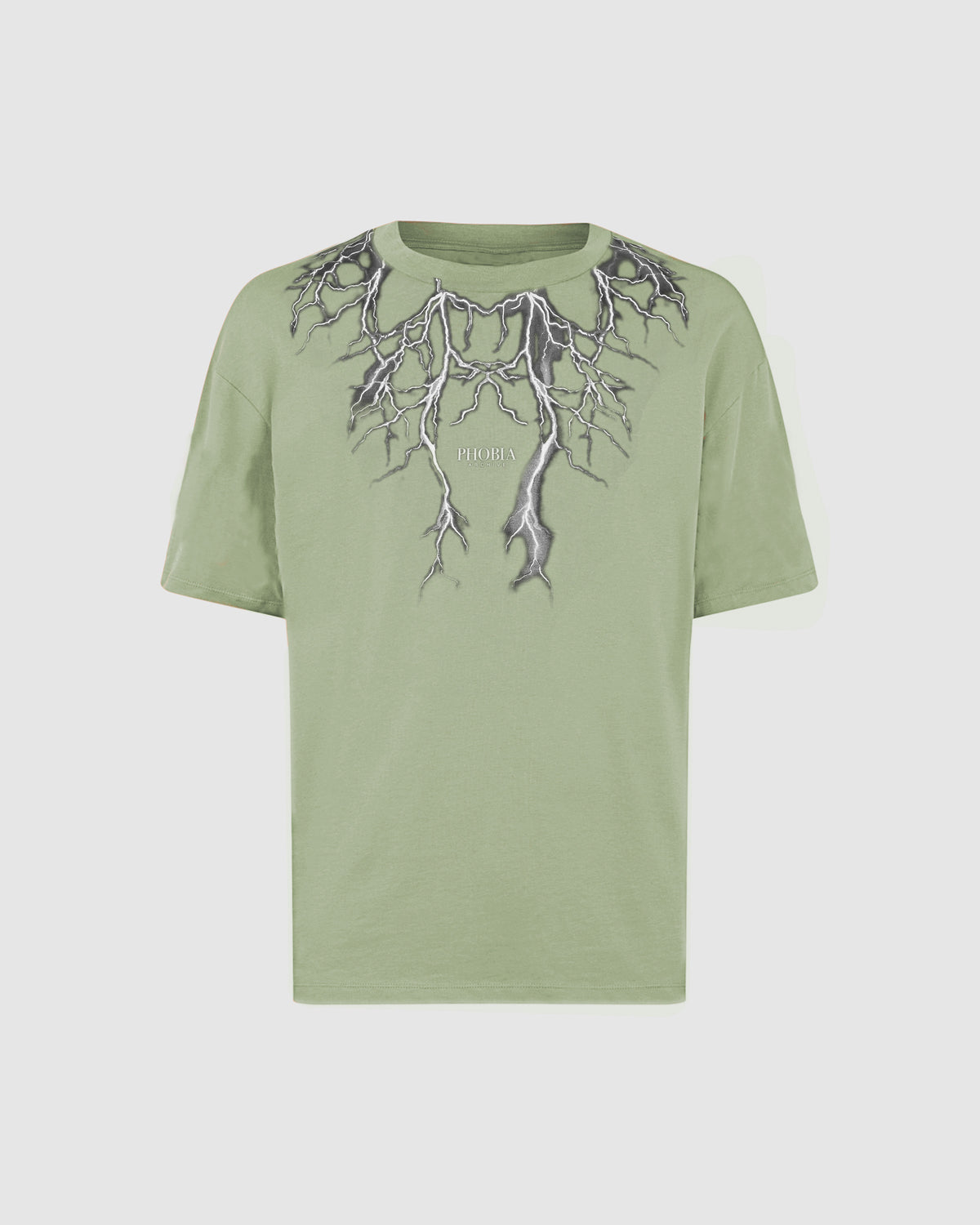 PHOBIA GREEN T-SHIRT WITH GREY LIGHTNING
