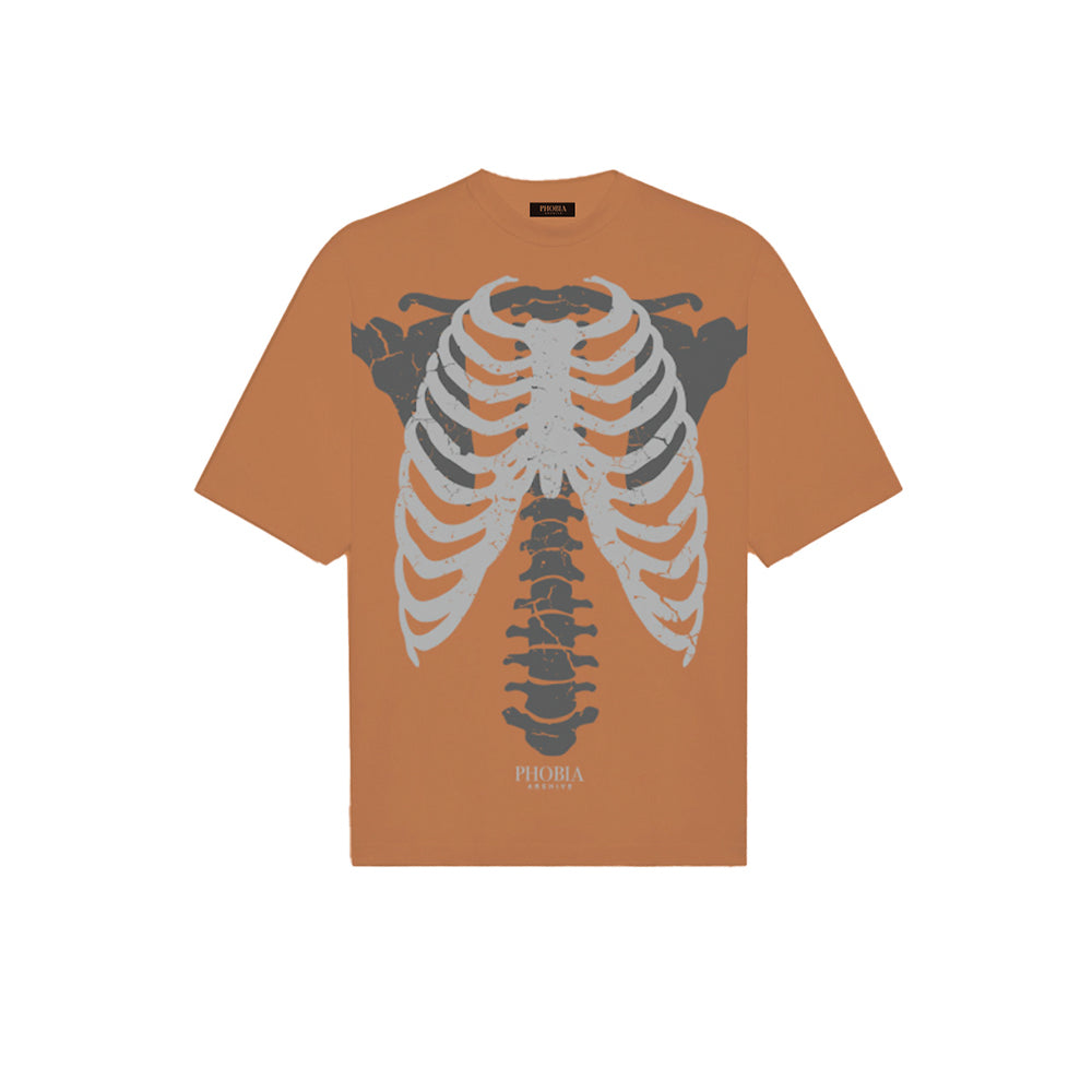 PHOBIA CAMEL T-SHIRT WITH GREY BONES PRINT