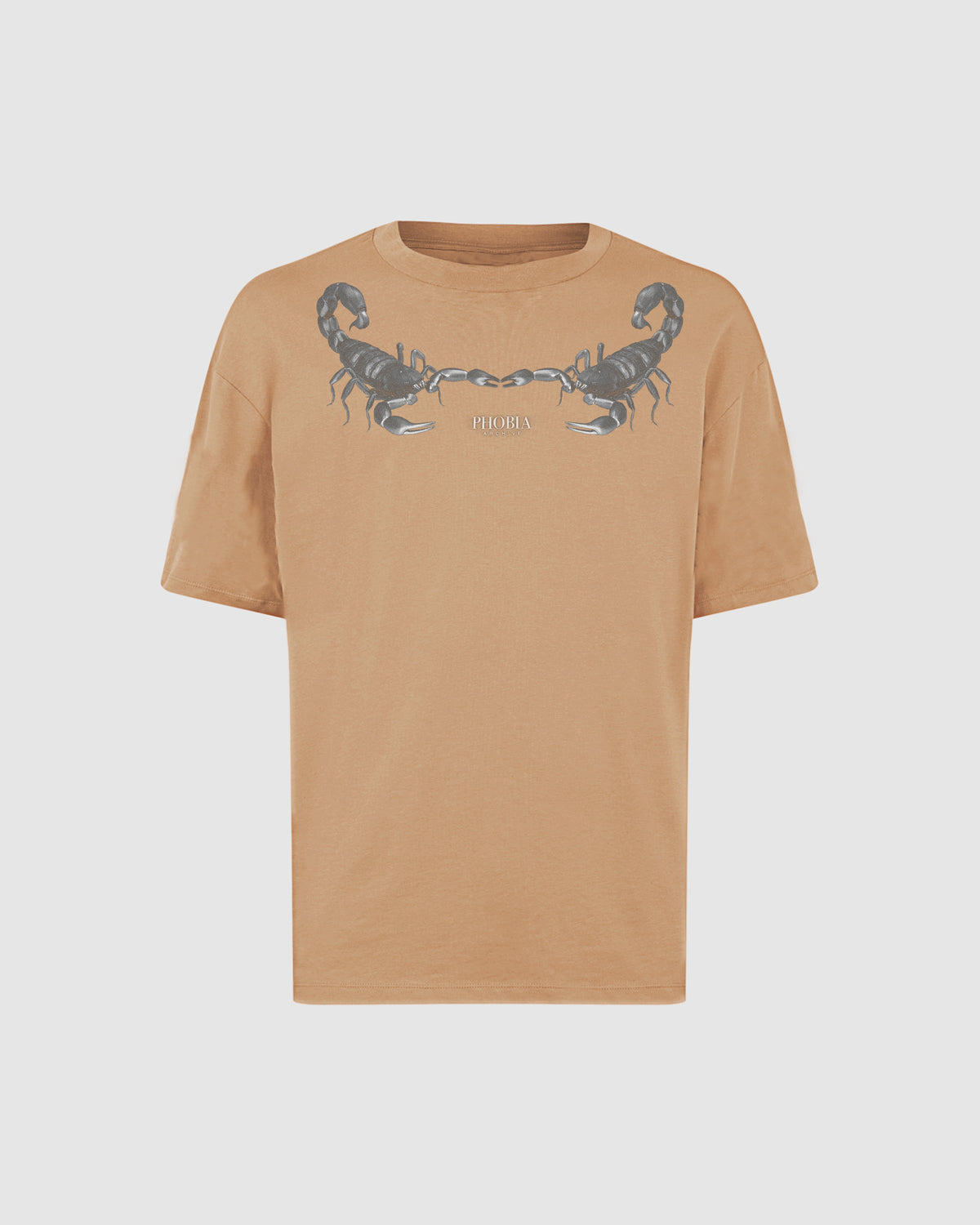 PHOBIA ORANGE T-SHIRT WITH GREY SCORPION PRINT