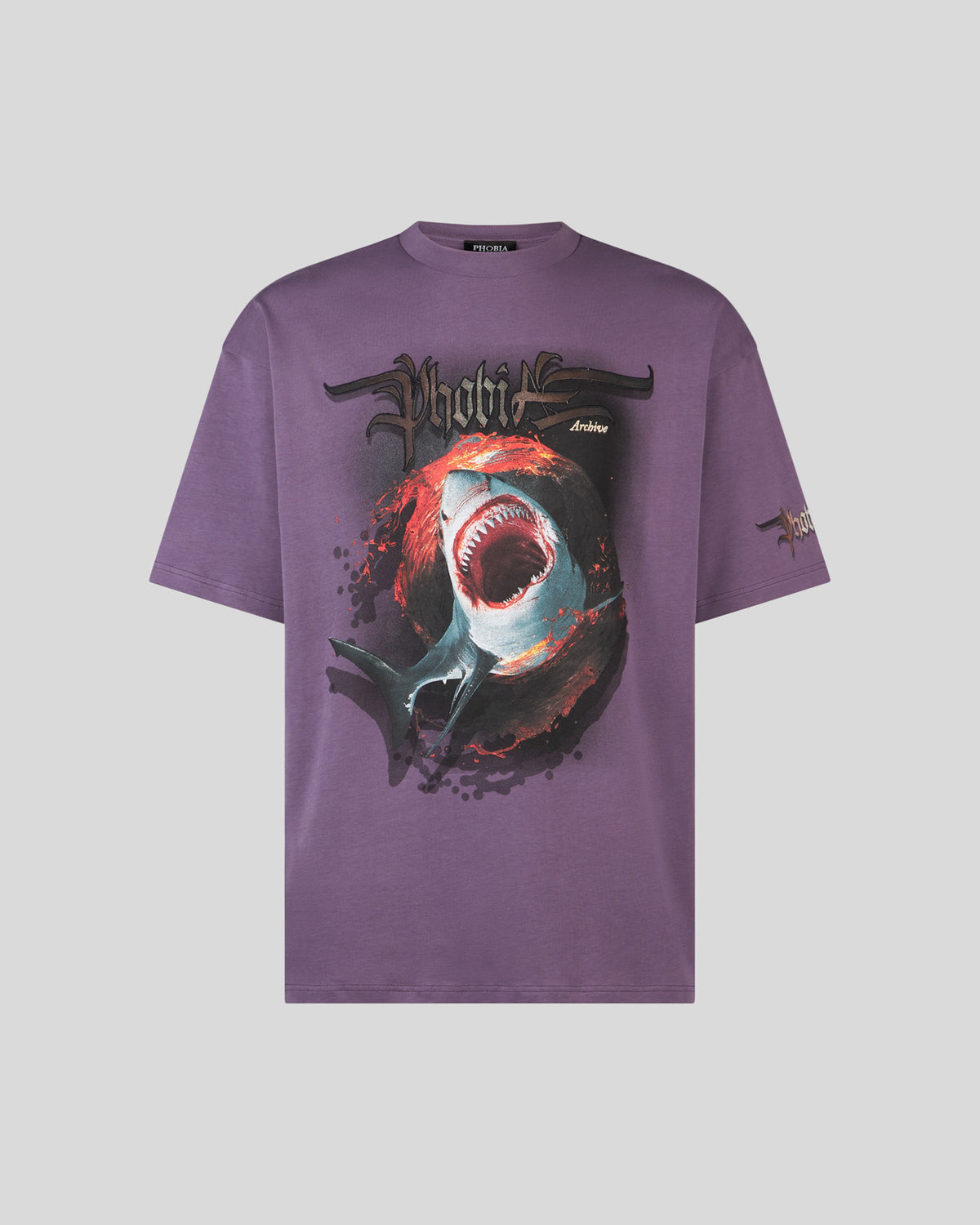 PHOBIA BLUE T-SHIRT WITH SHARK PRINT