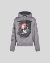 PHOBIA GREY HOODIE WITH SHARK PRINT