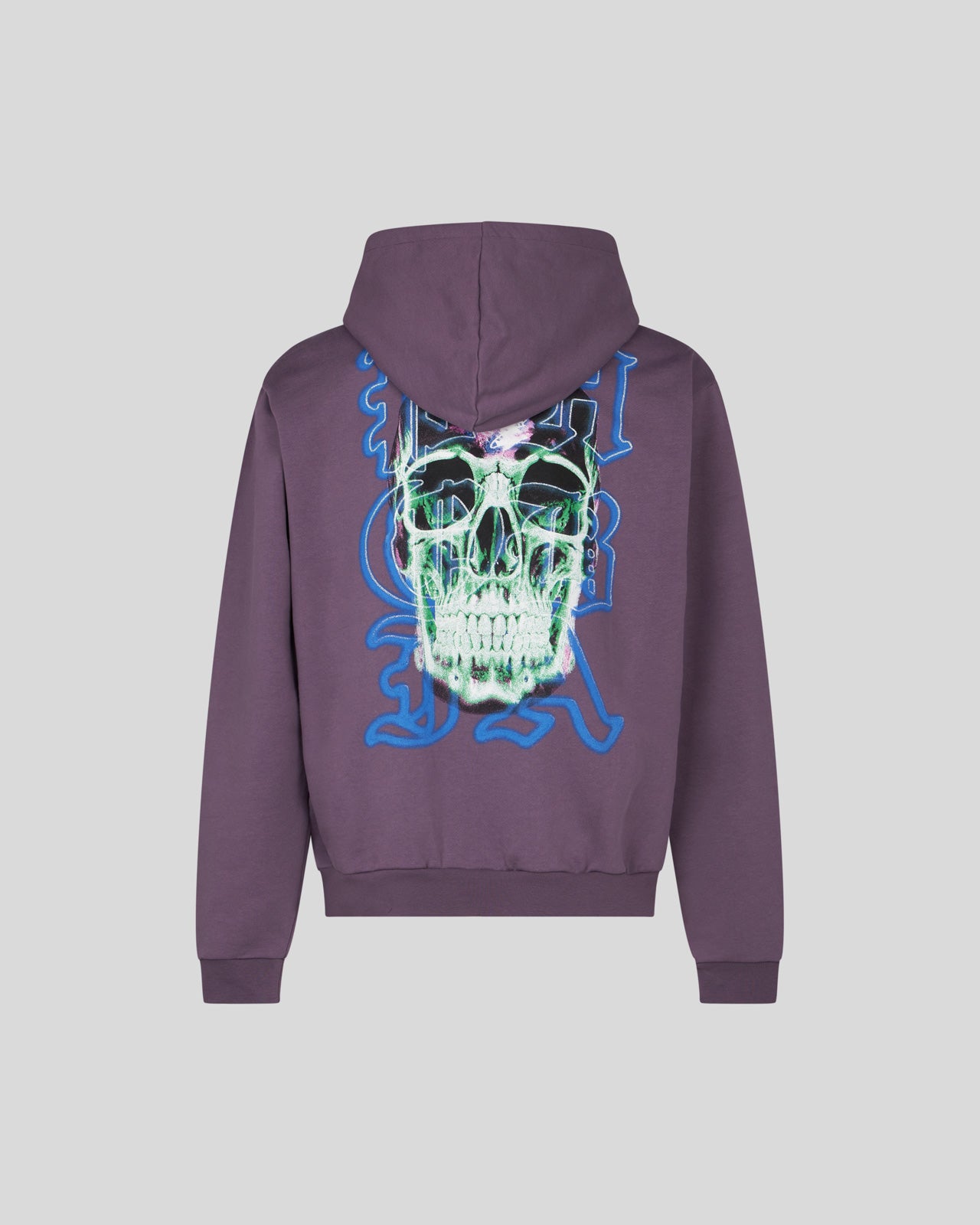 PHOBIA BLUE HOODIE WITH SKULL PRINT