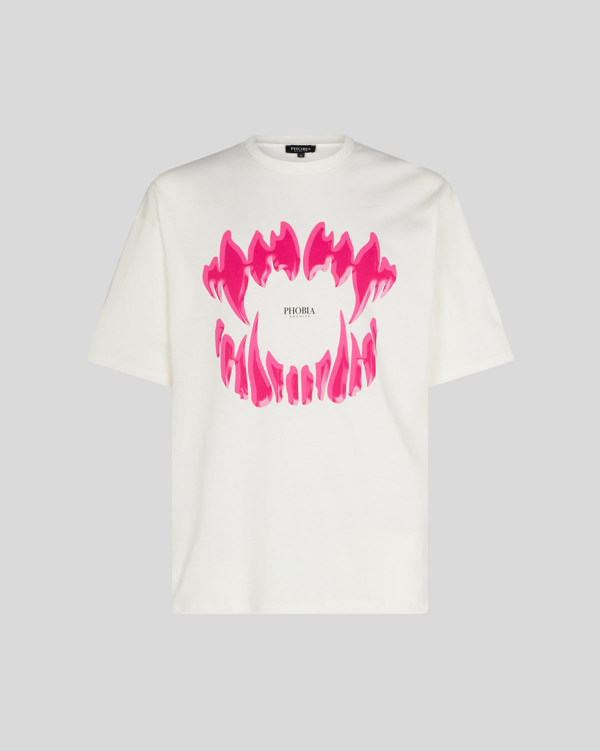 PHOBIA WHITE T-SHIRT WITH PINK MOUTH PRINT