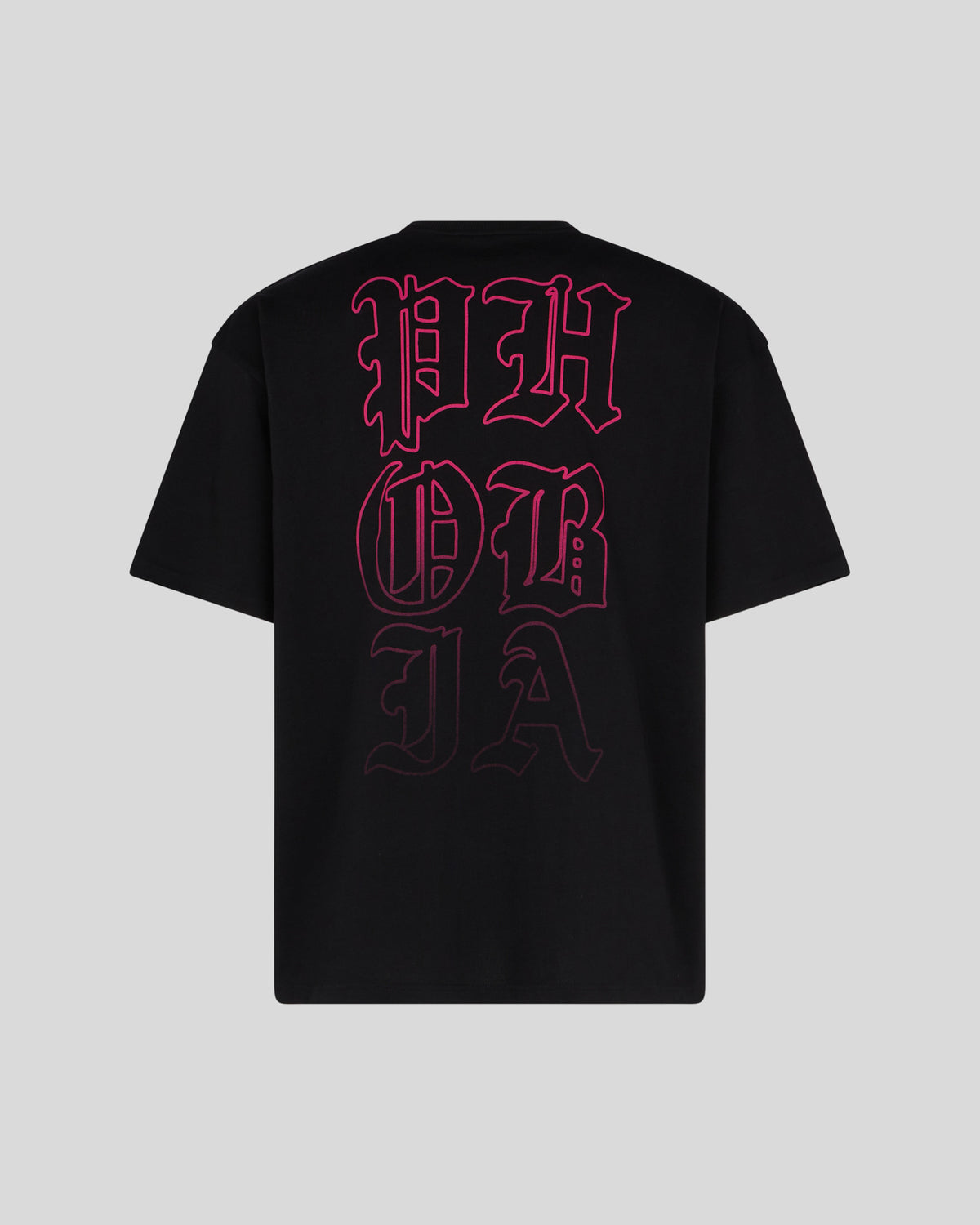 PHOBIA BLACK T-SHIRT WITH PINK MOUTH PRINT