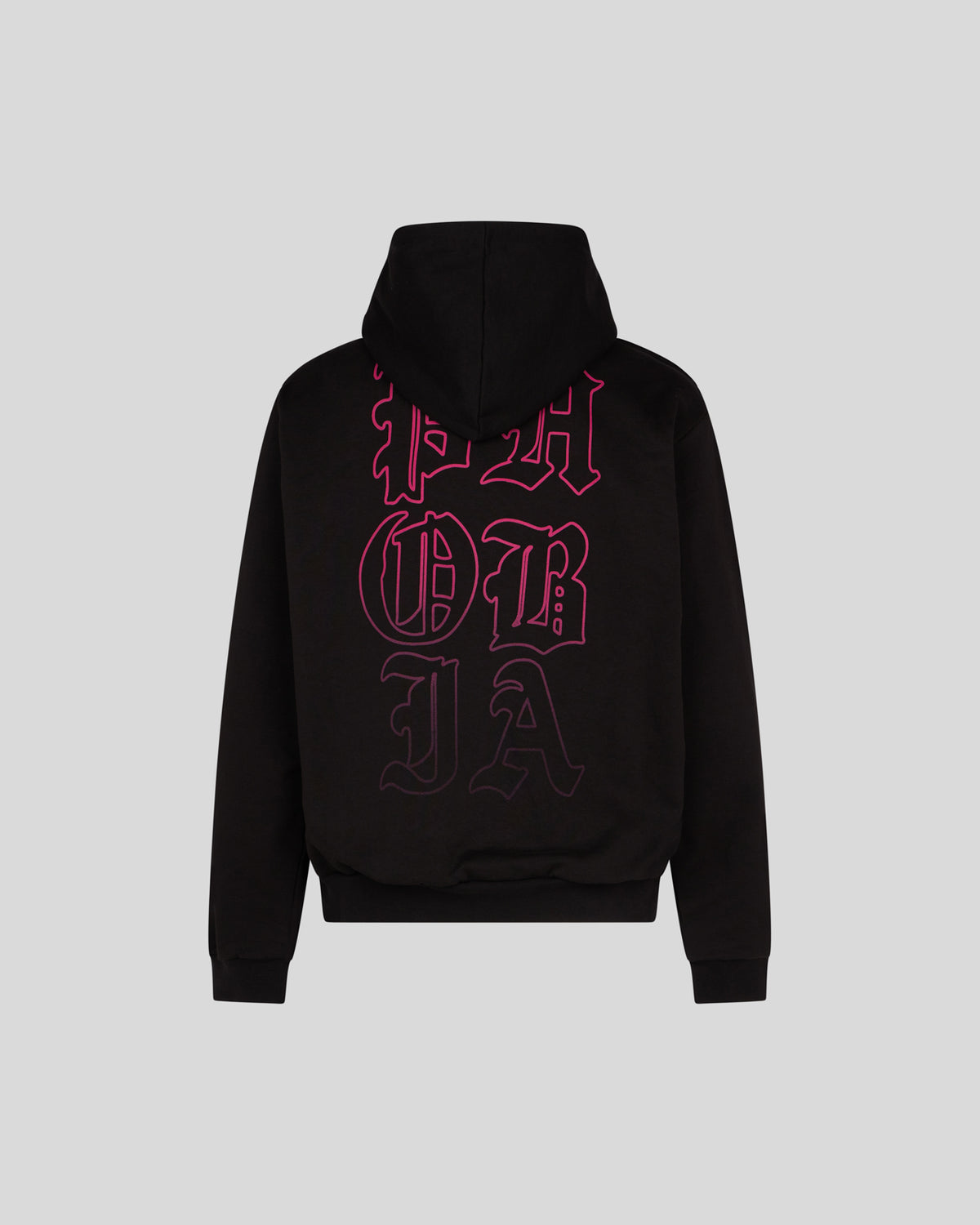 PHOBIA BLACK HOODIE WITH PINK MOUTH PRINT