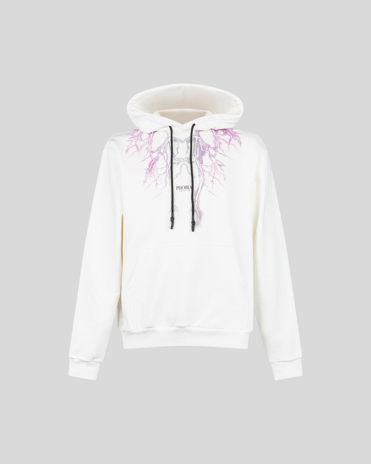 PHOBIA WHITE HOODIE WITH PURPLE GREY LIGHTNING