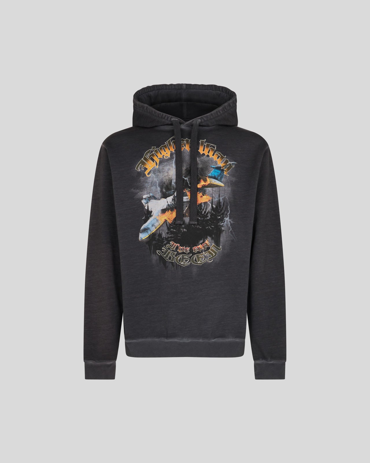 PHOBIA STONEWASH HOODIE WITH EMIS KILLA PLANE PRINT